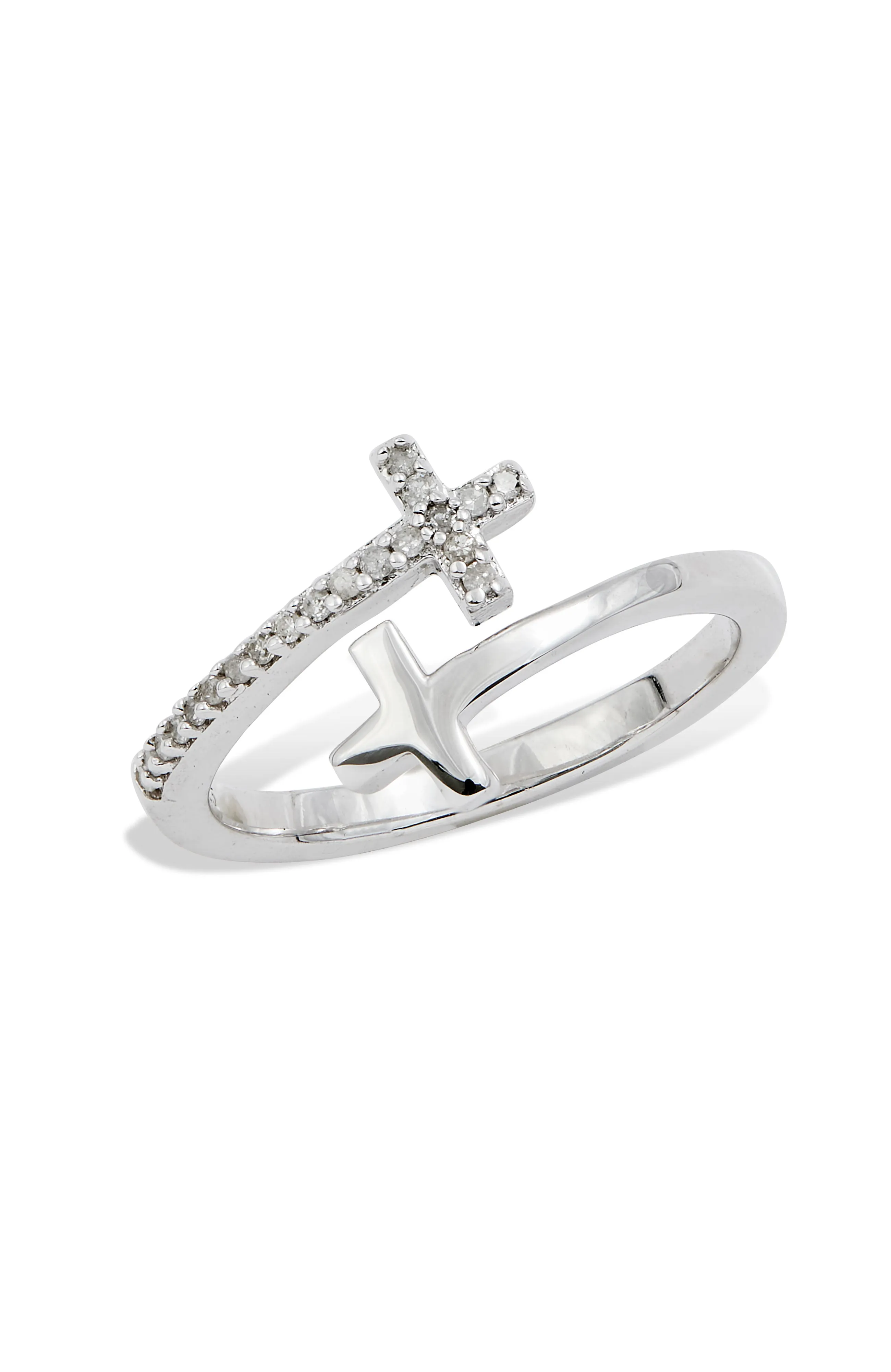 .925 STERLING SILVER RHODIUM PLATE DOBLE CROSS RING