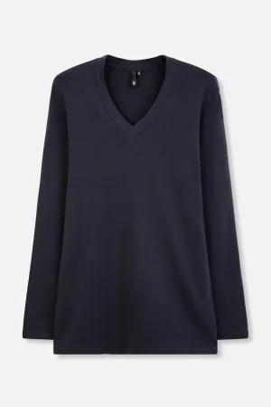 A LINE V NECK LONG SLEEVE IN PIMA COTTON STRETCH