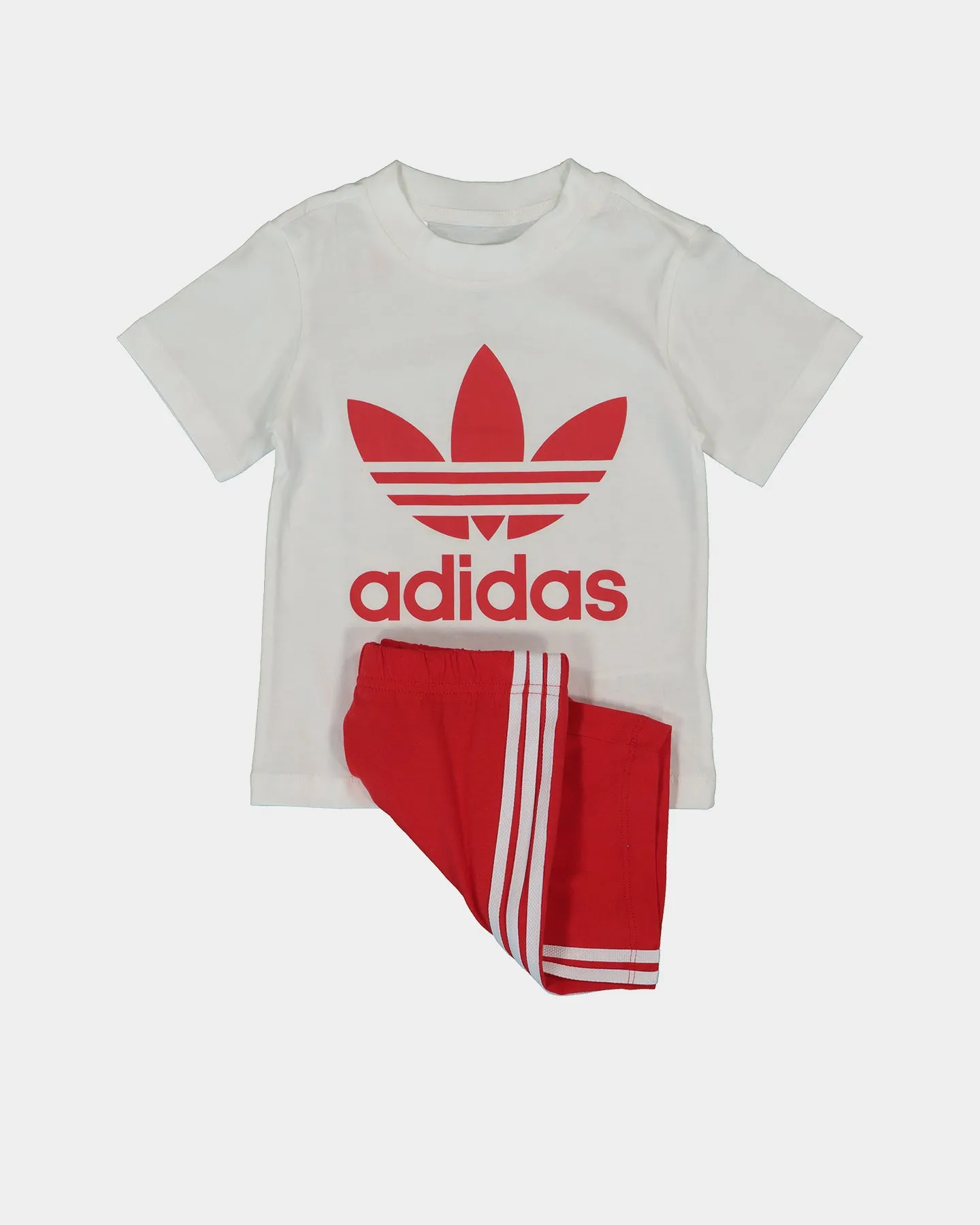 Adidas Kid's Trefoil T-Shirt and Shorts Set White/Red
