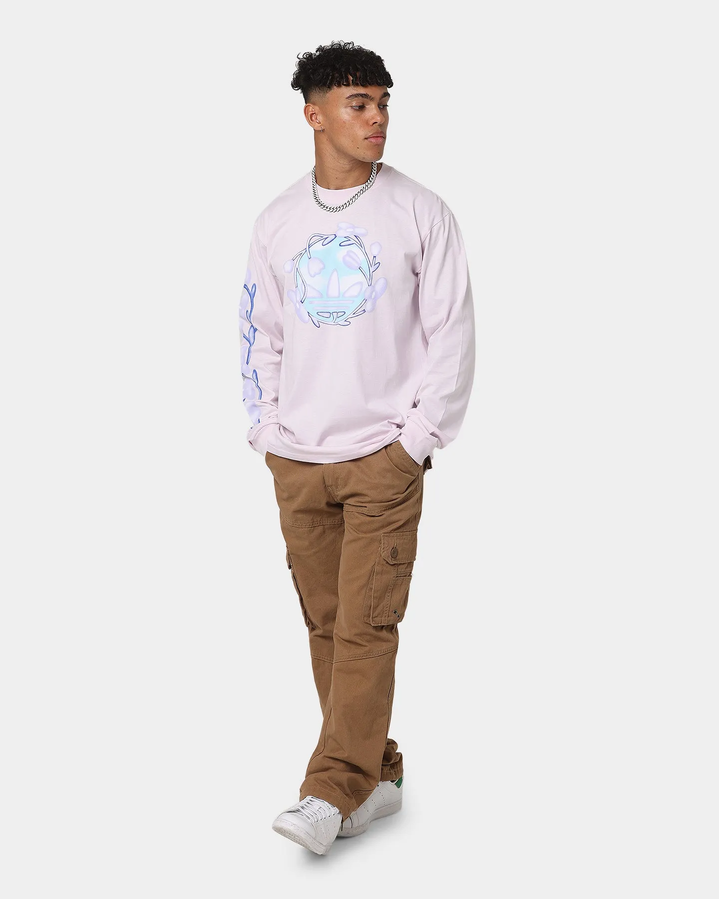 Adidas Trefoil Floral Long Sleeve T-Shirt Almost Pink/Multi-Coloured