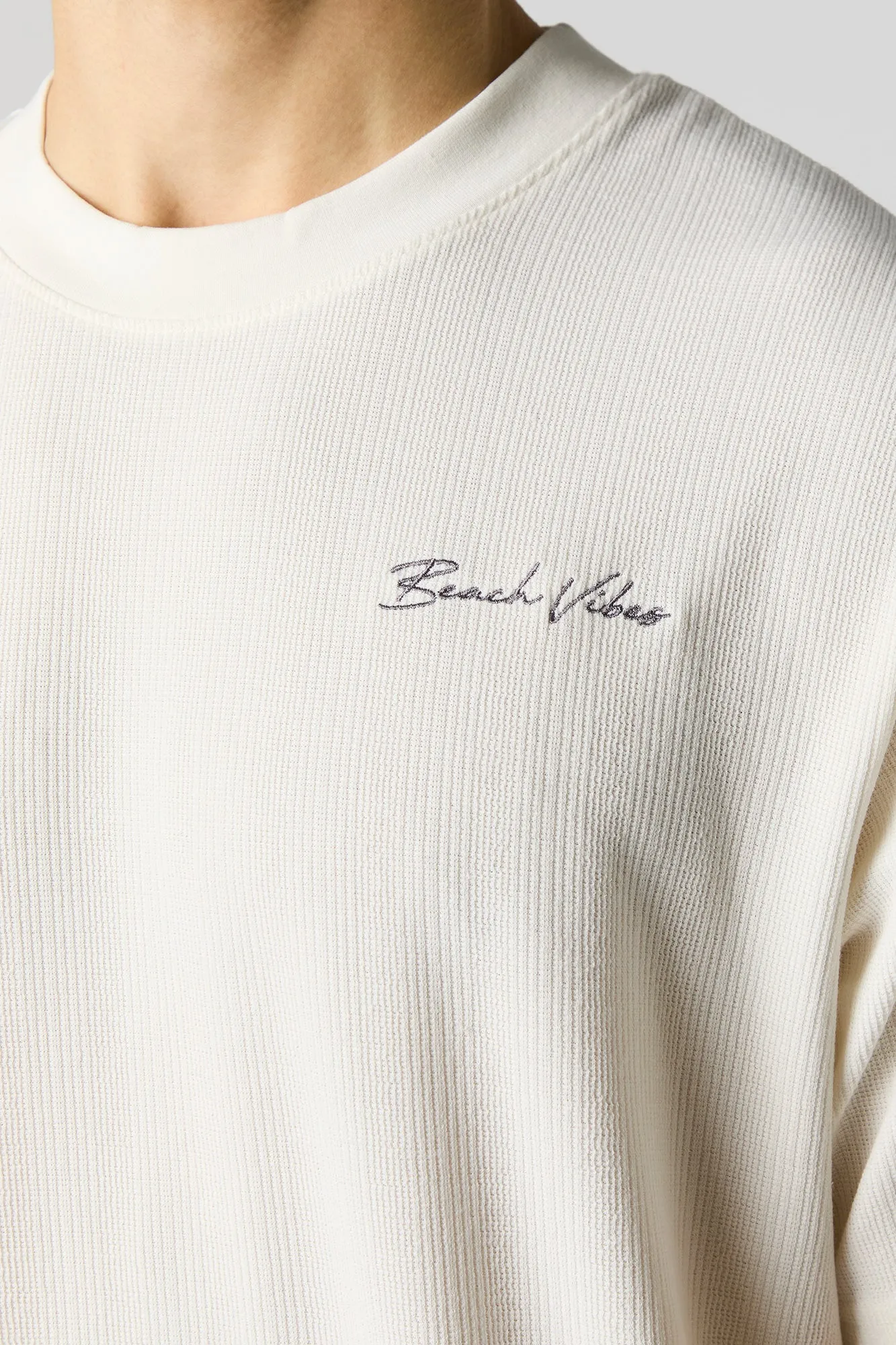 Beach Vibes Embroidered Textured Knit T-Shirt