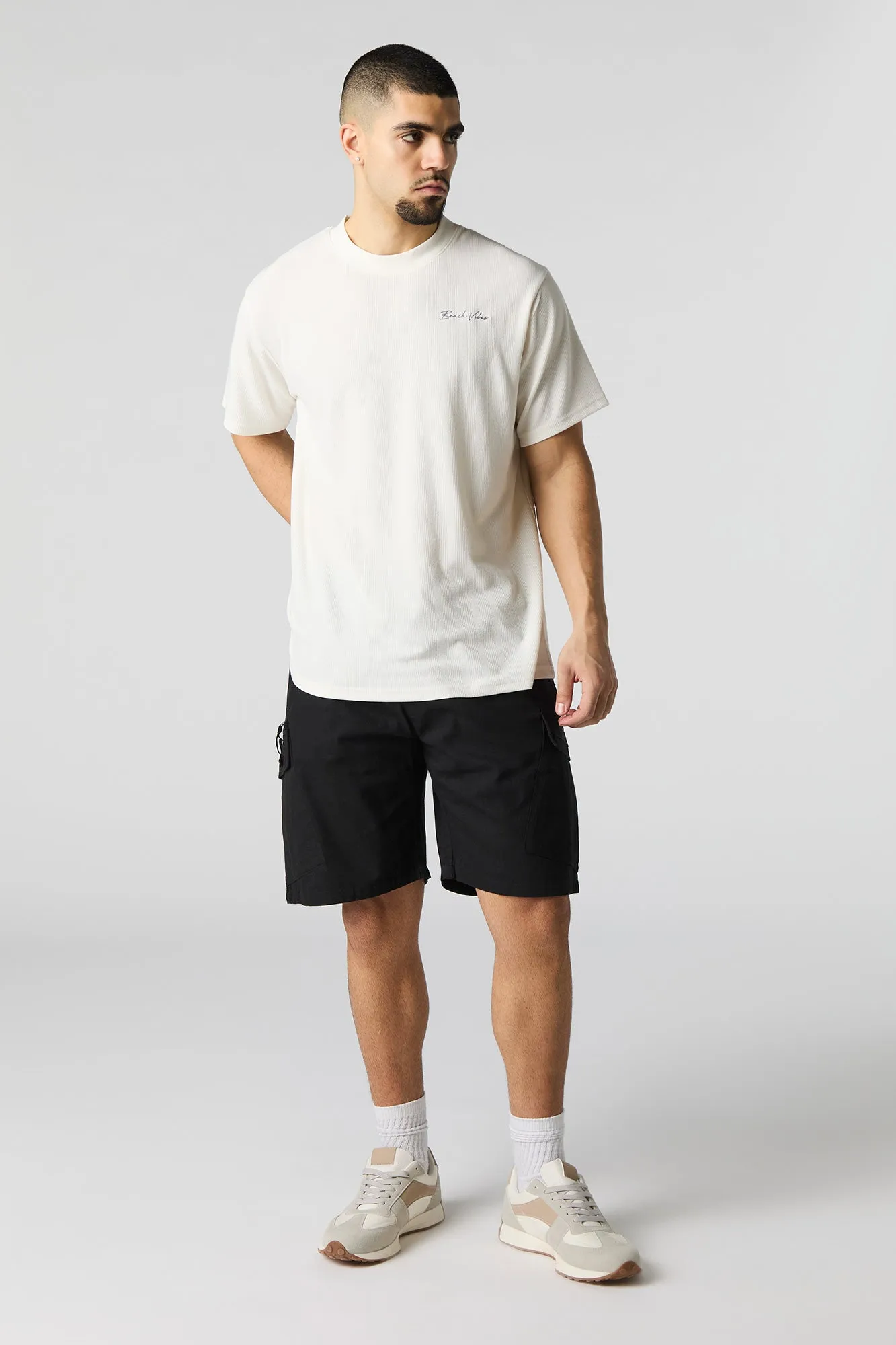 Beach Vibes Embroidered Textured Knit T-Shirt