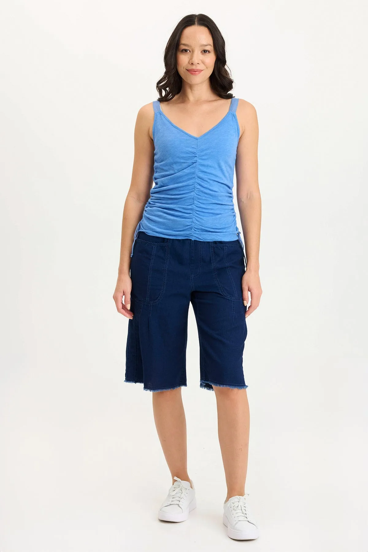 Blaise Jersey Allover Ruched Adjustable Tank