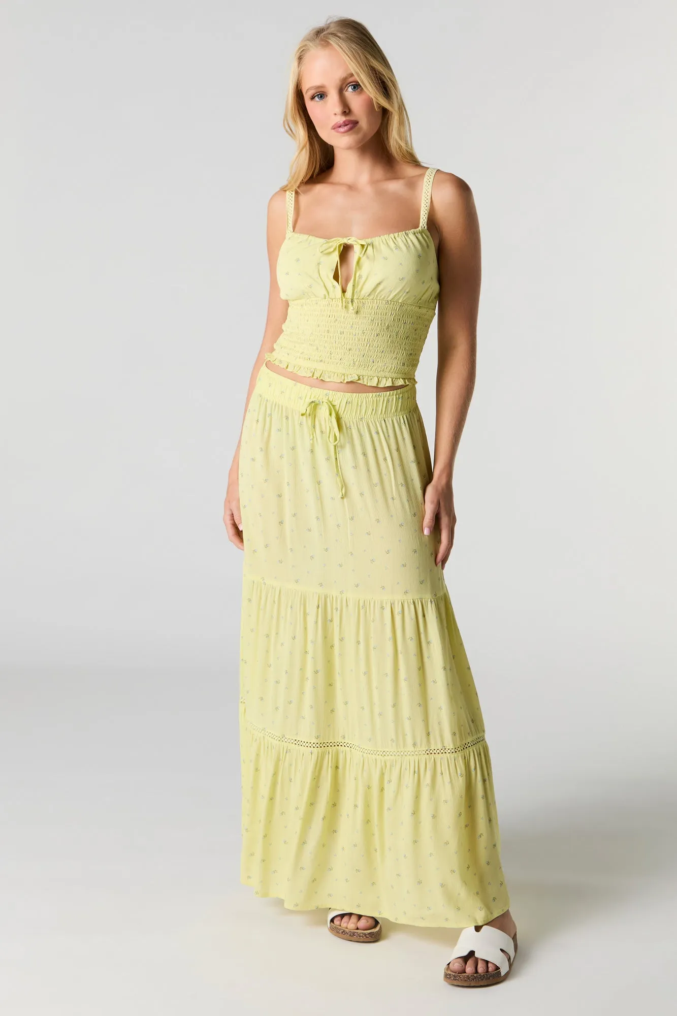 Camisole écourtée plissée avec attache avant