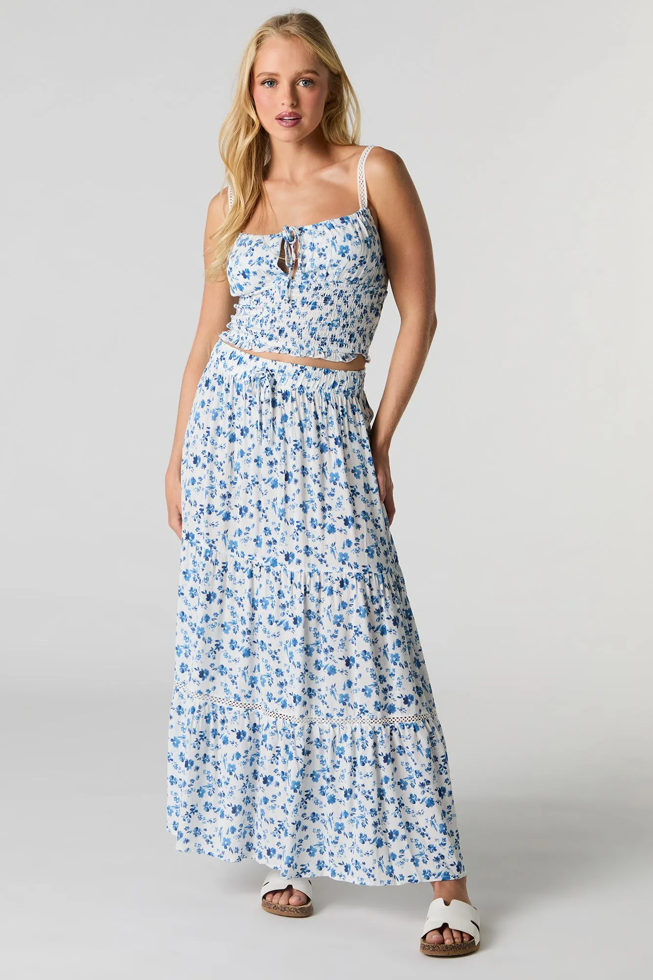 Camisole écourtée plissée avec attache avant