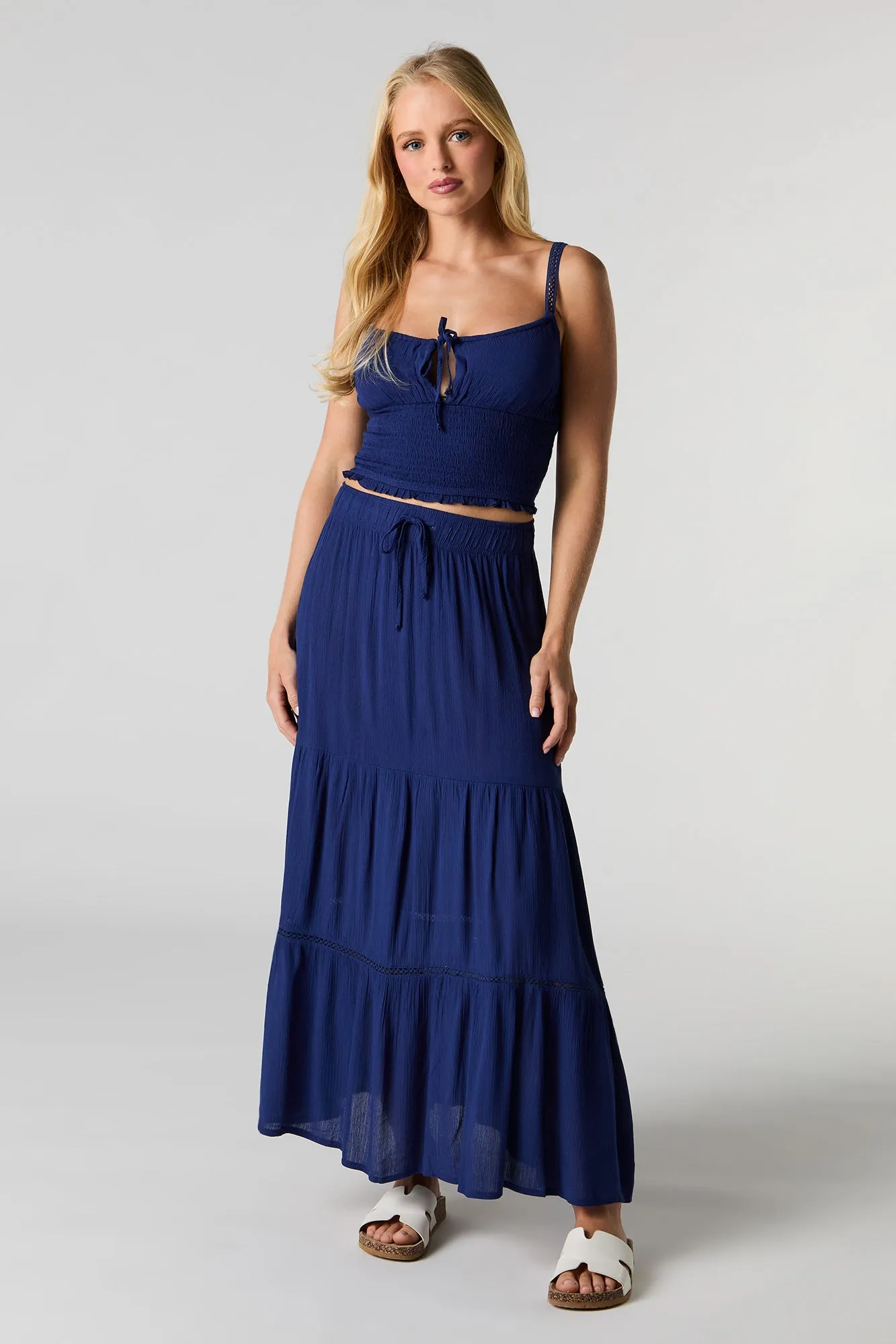 Camisole écourtée plissée avec attache avant