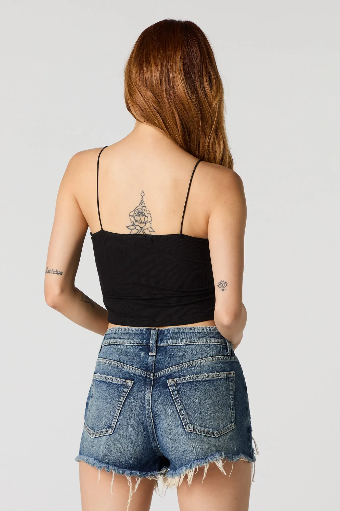 Camisole côtelée à bretelle bungee