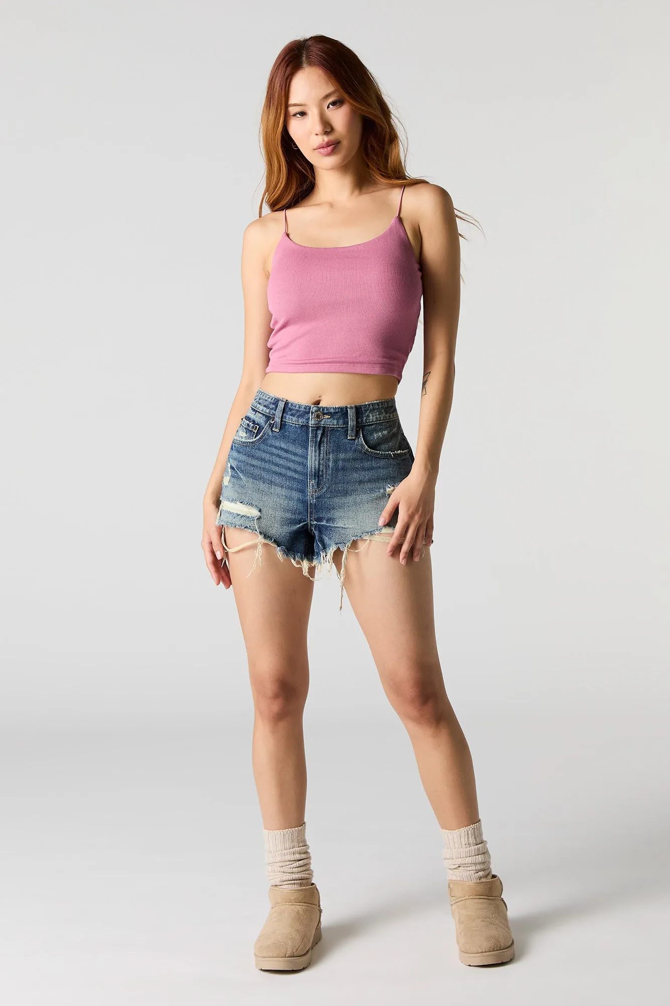 Camisole côtelée à bretelle bungee