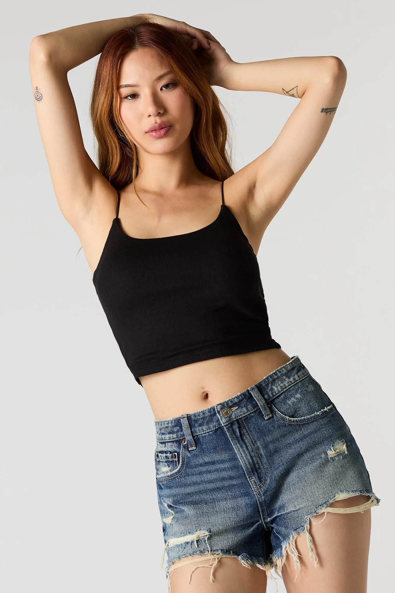 Camisole côtelée à bretelle bungee