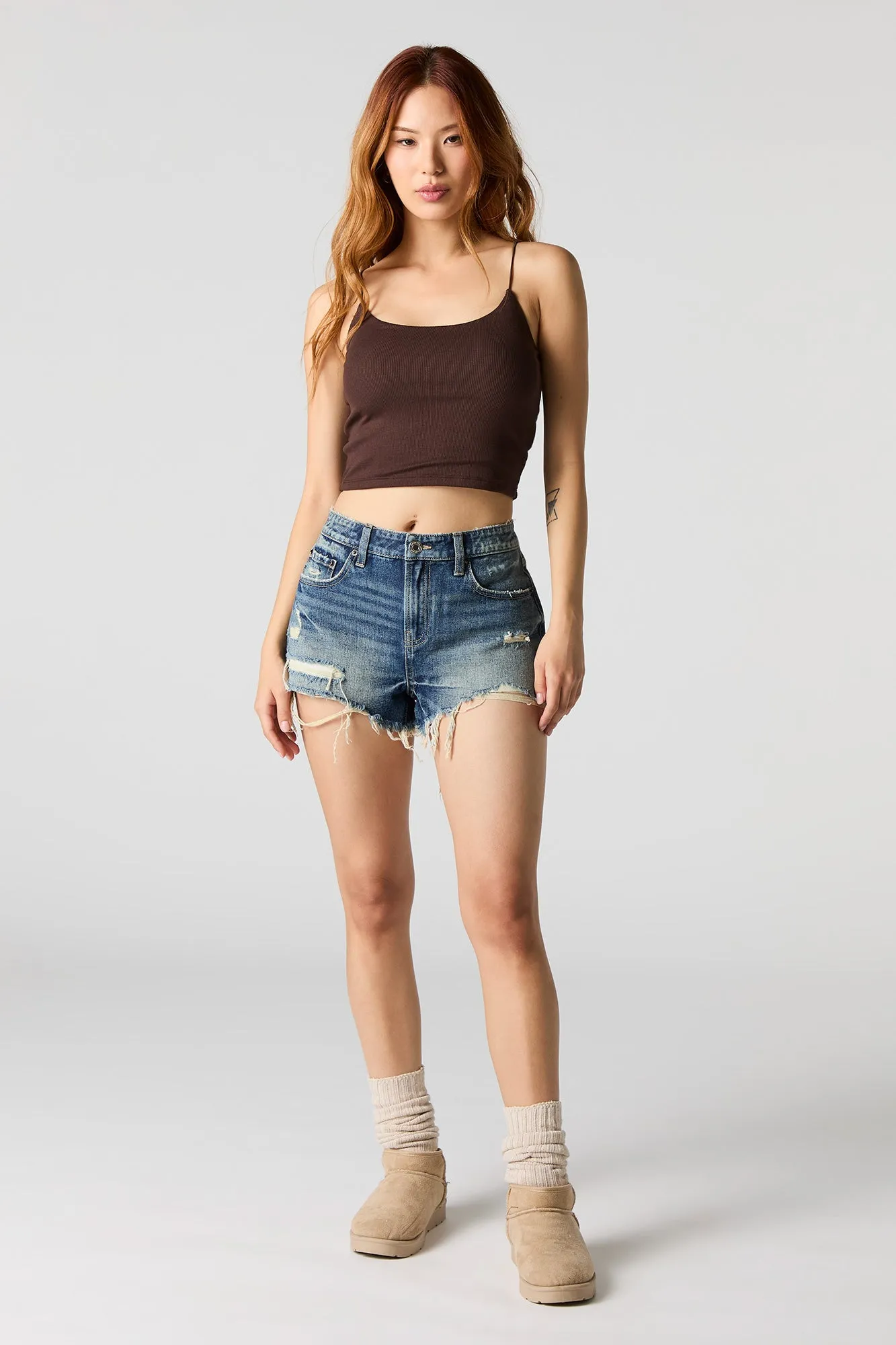 Camisole côtelée à bretelle bungee
