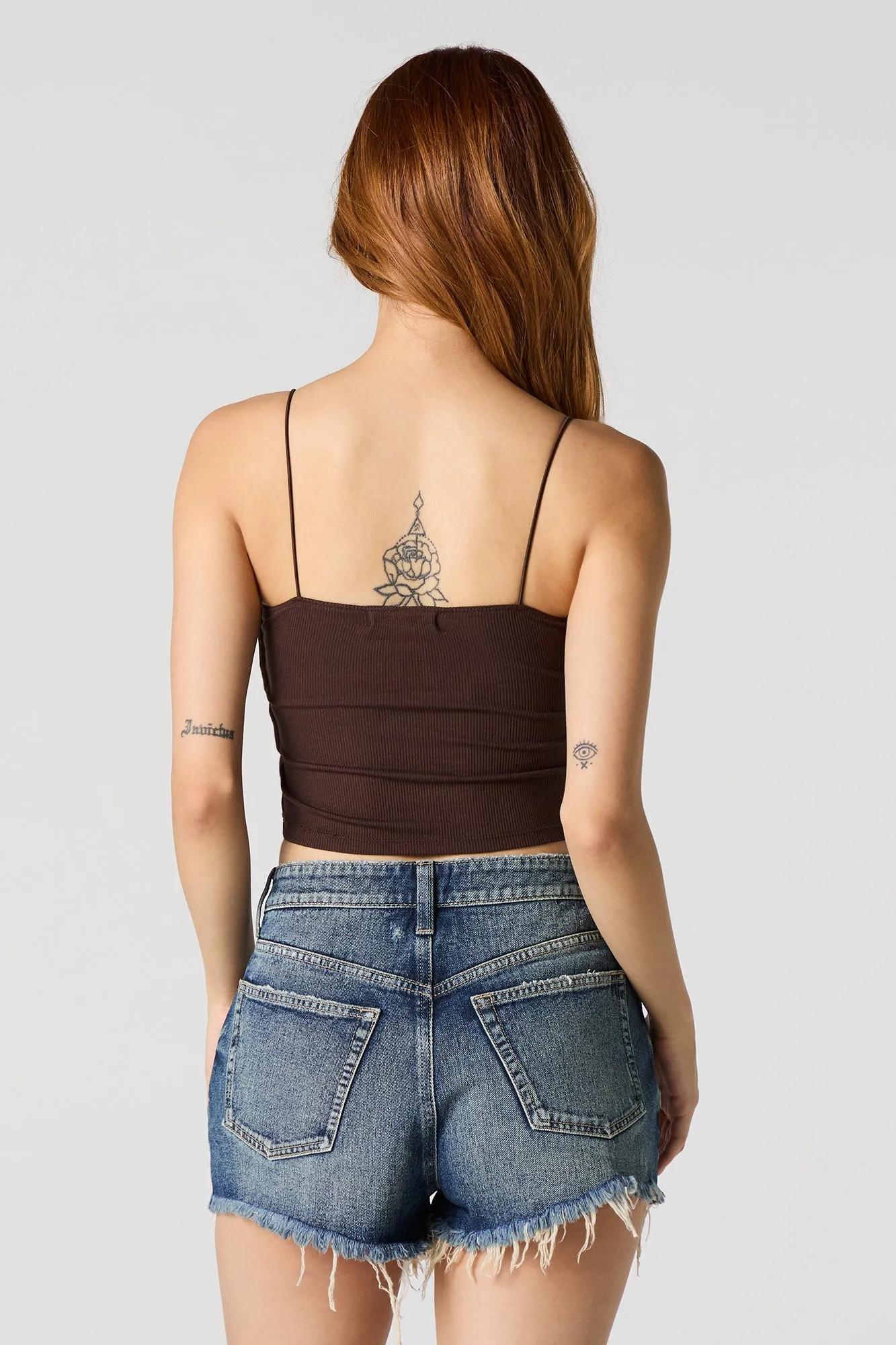 Camisole côtelée à bretelle bungee