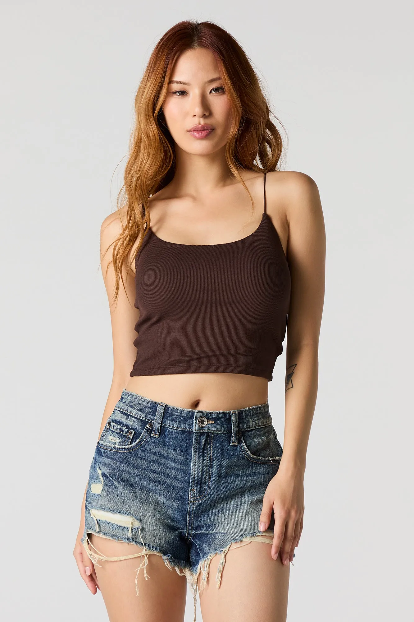 Camisole côtelée à bretelle bungee