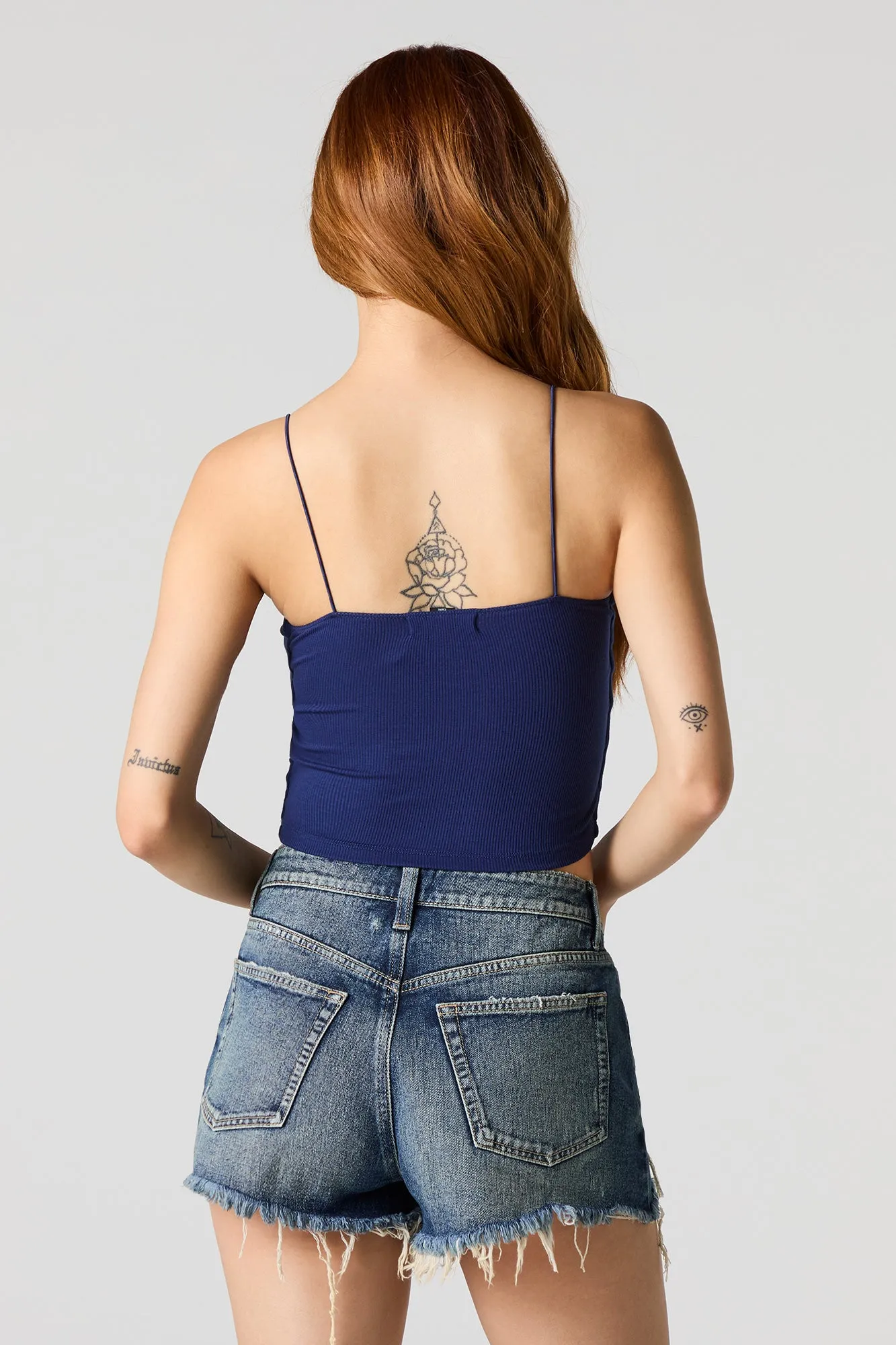 Camisole côtelée à bretelle bungee