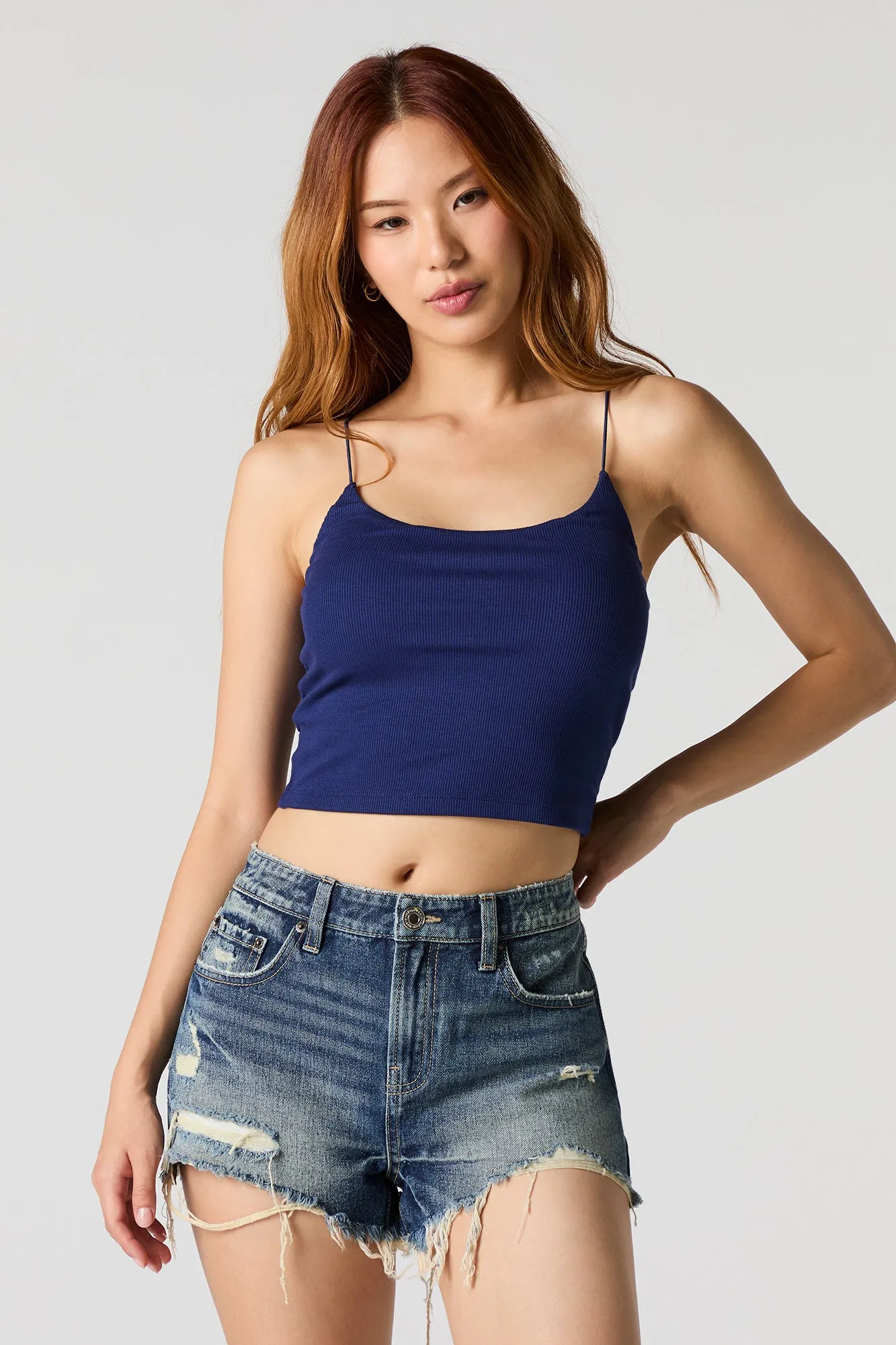 Camisole côtelée à bretelle bungee