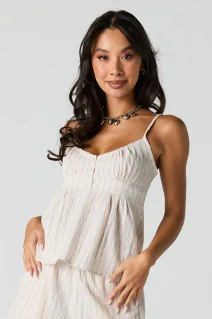 Camisole texturée rayée à encolure dégagée