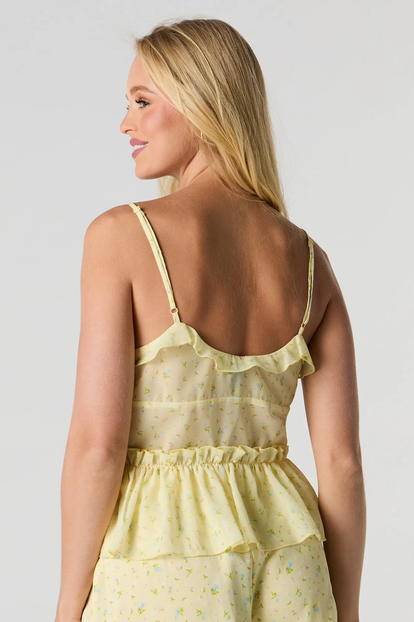 Camisole à volant en mousseline avec attache avant
