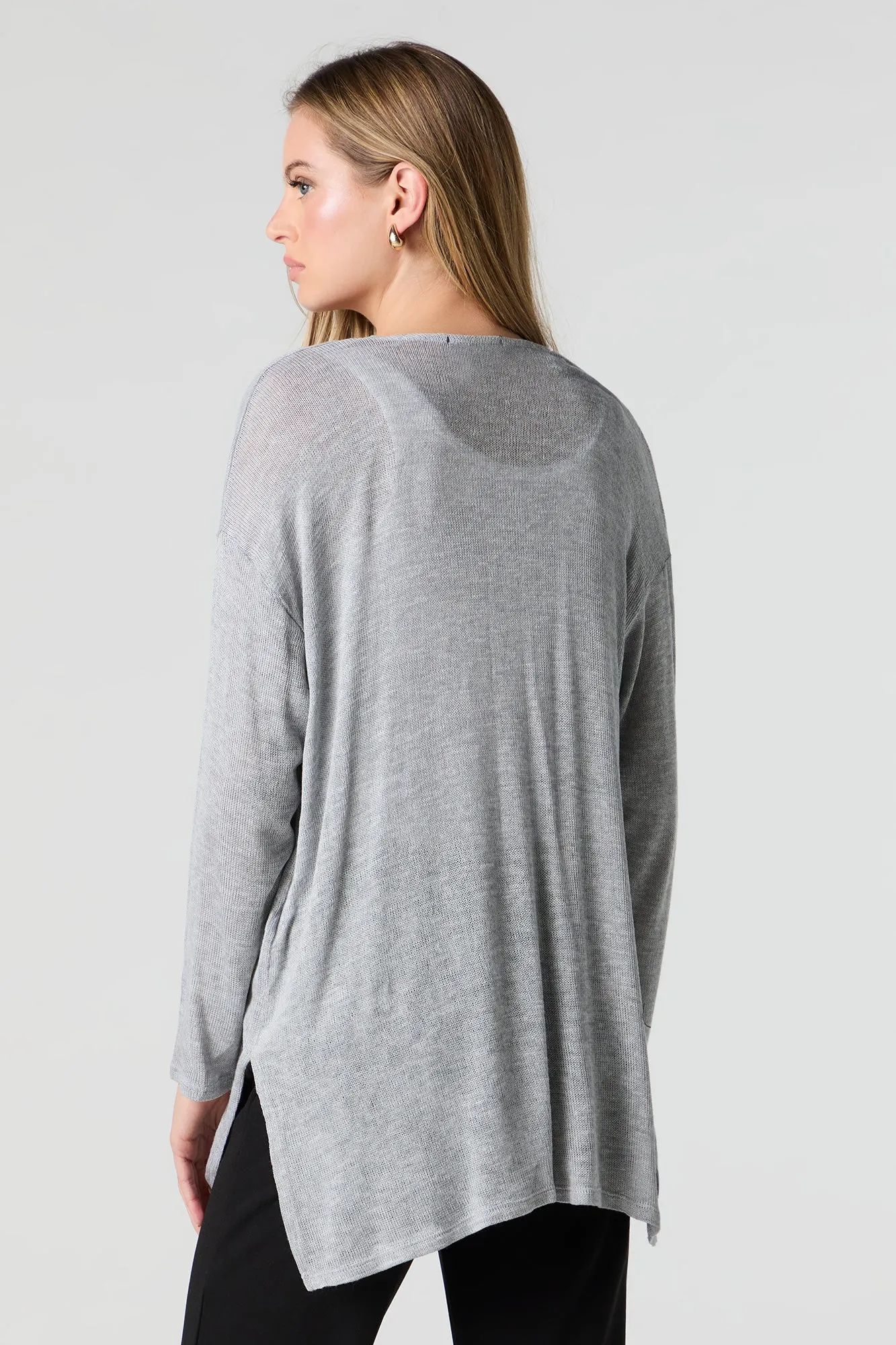 Cardigan ouvert en tricot semi-diaphane