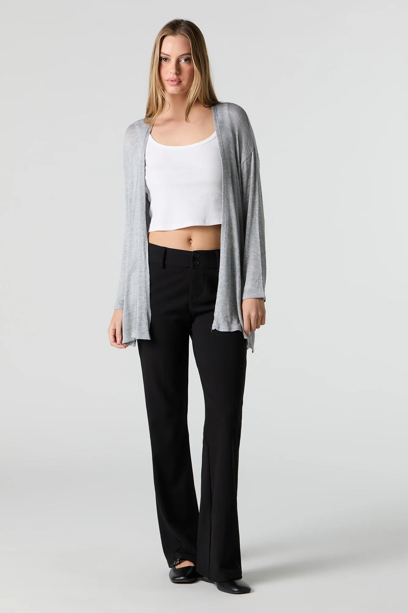 Cardigan ouvert en tricot semi-diaphane