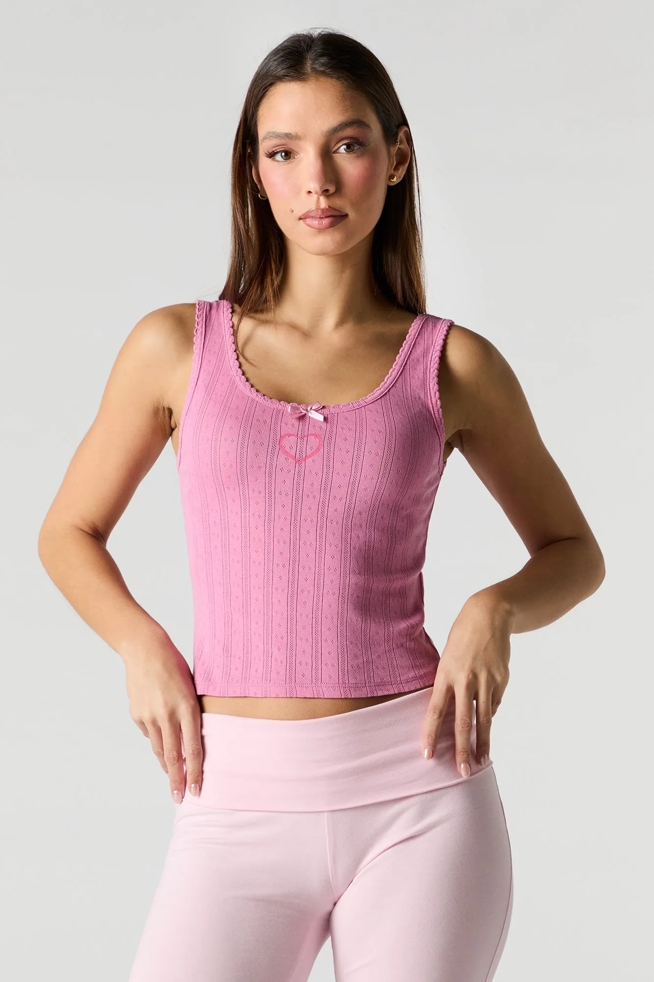 Débardeur en  tricot de pointelle avec imprimé Cutie