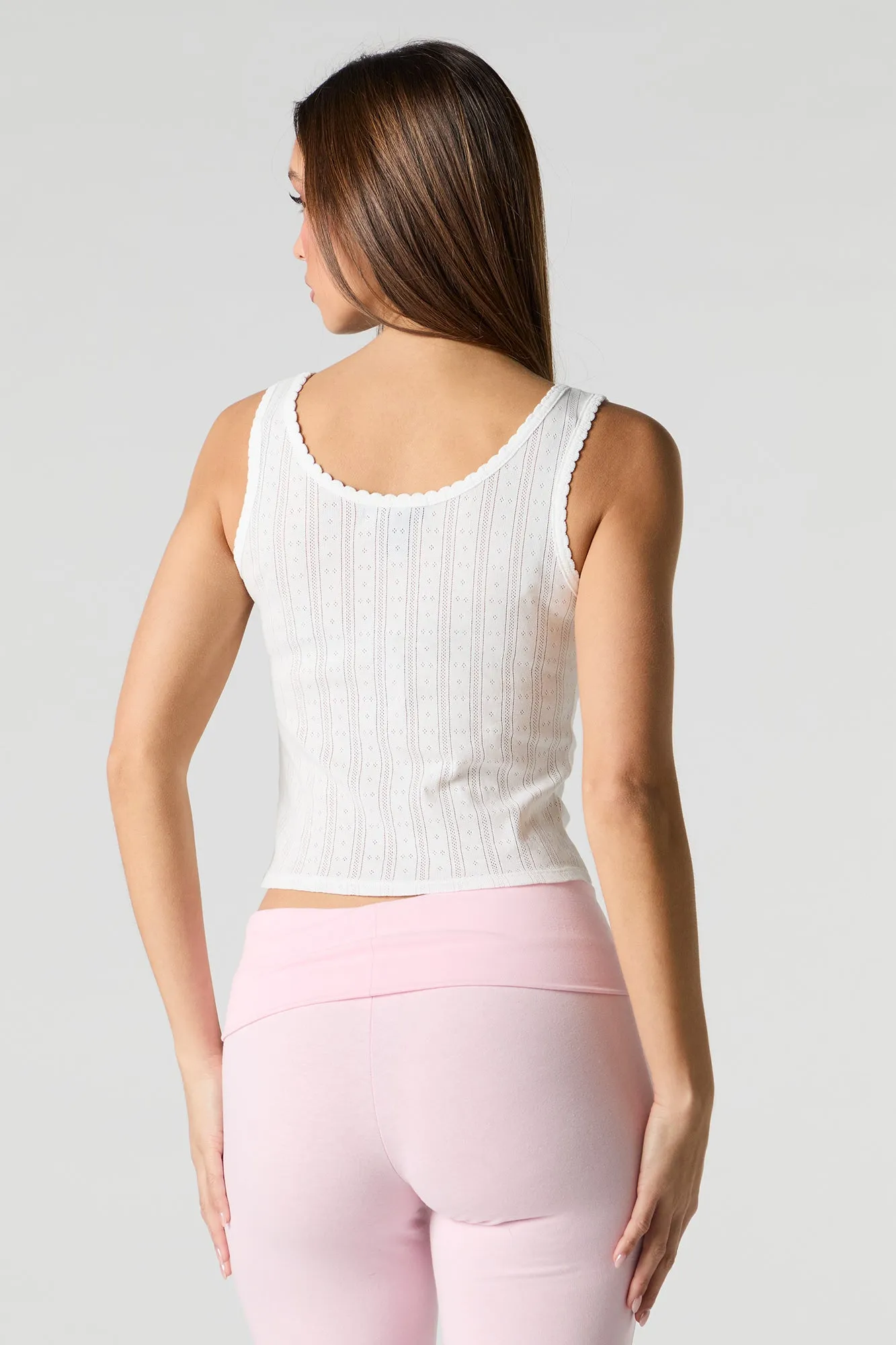 Débardeur en  tricot de pointelle avec imprimé Cutie