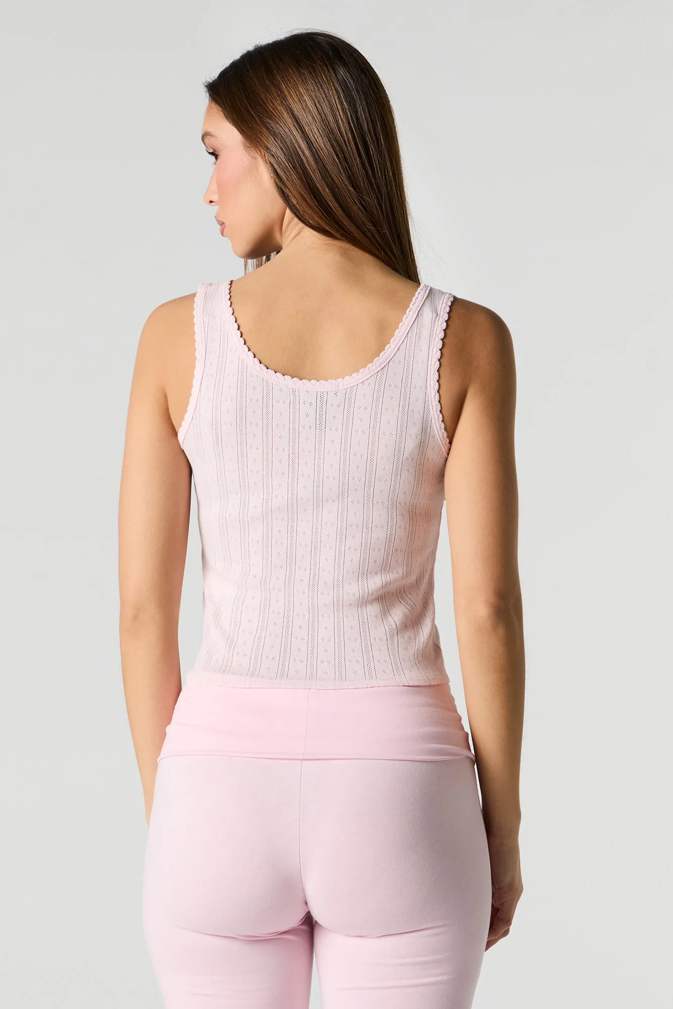 Débardeur en  tricot de pointelle avec imprimé Cutie