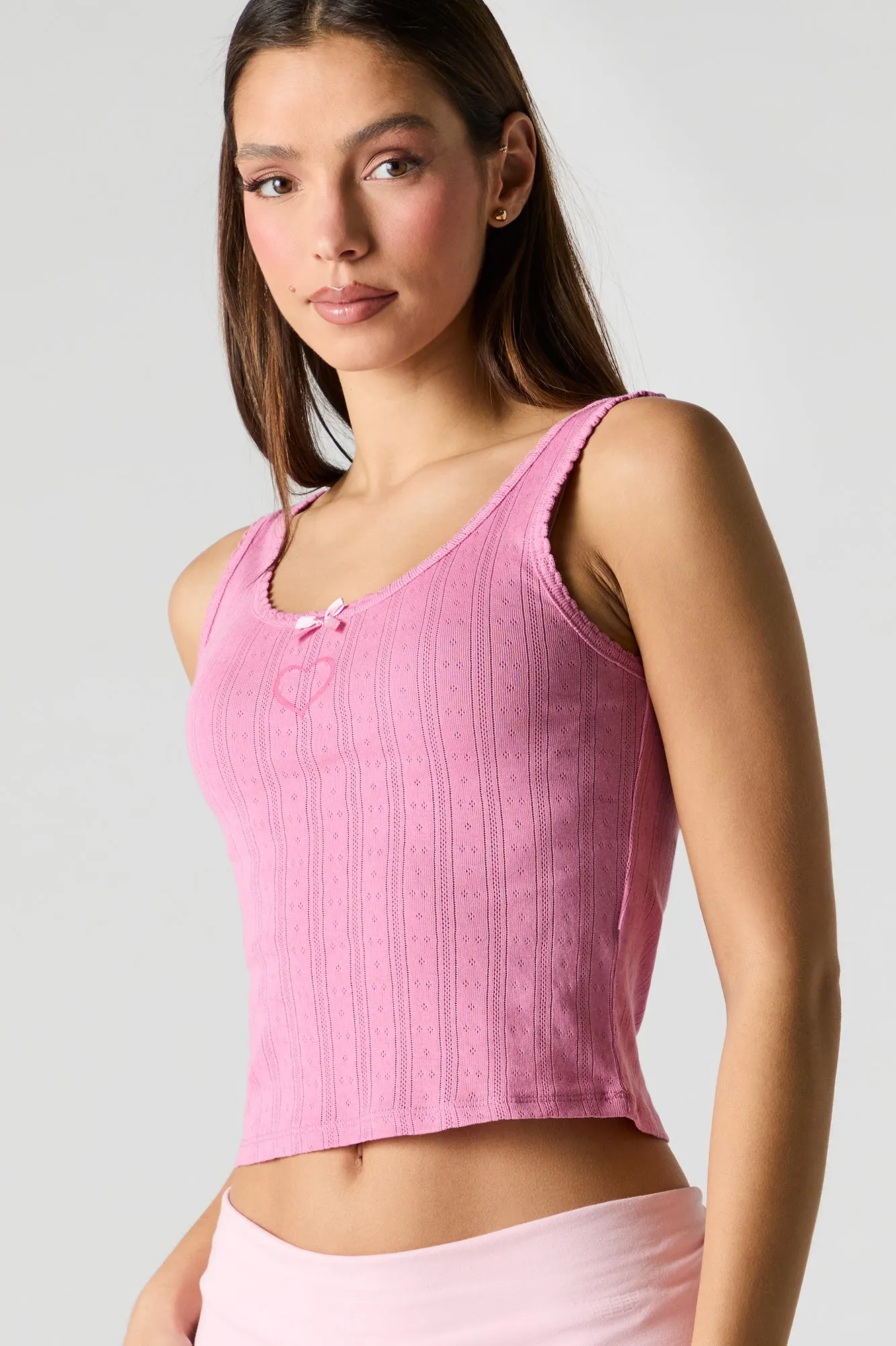 Débardeur en  tricot de pointelle avec imprimé Cutie