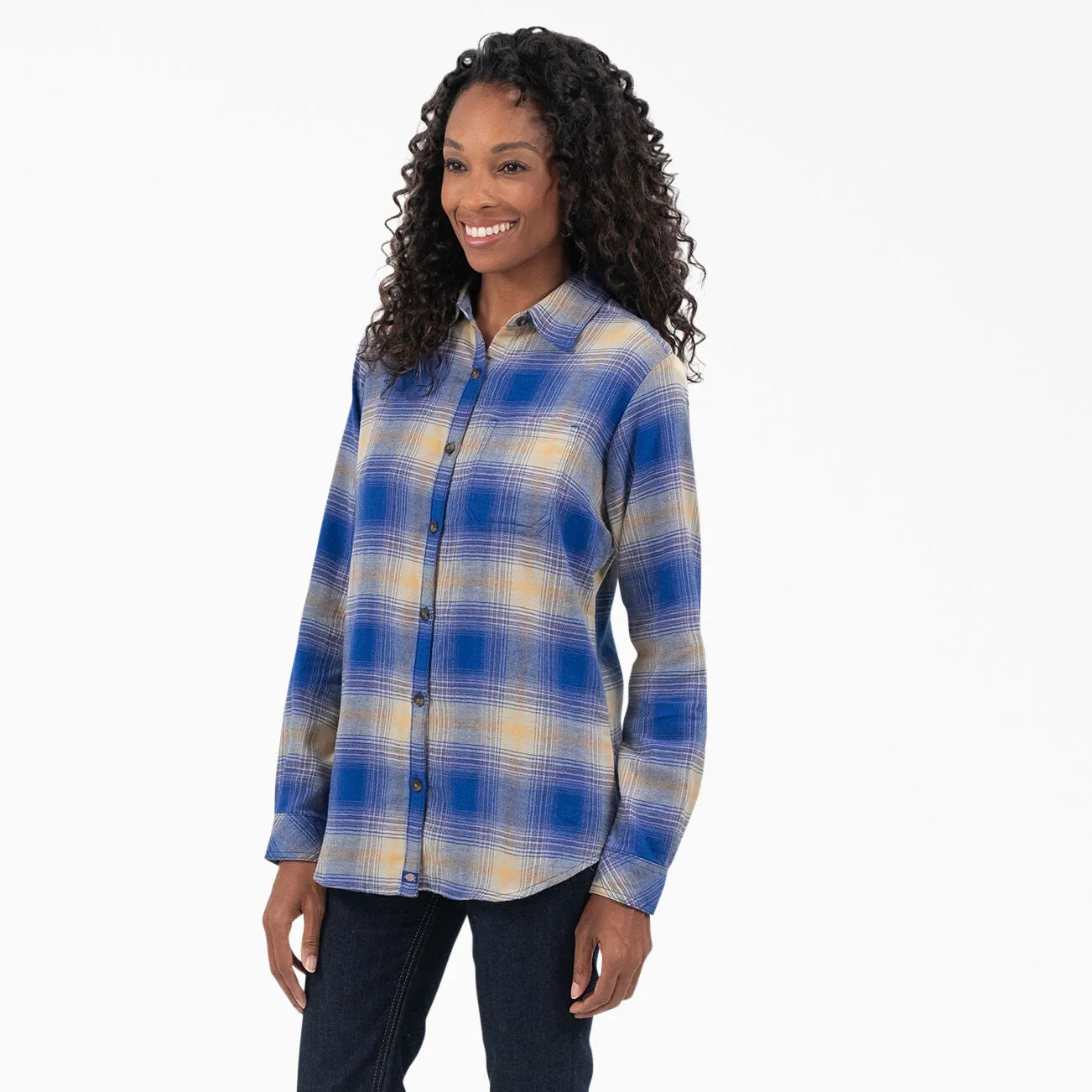 Dickies Women's Plaid Long Sleeve Flannel Shirt