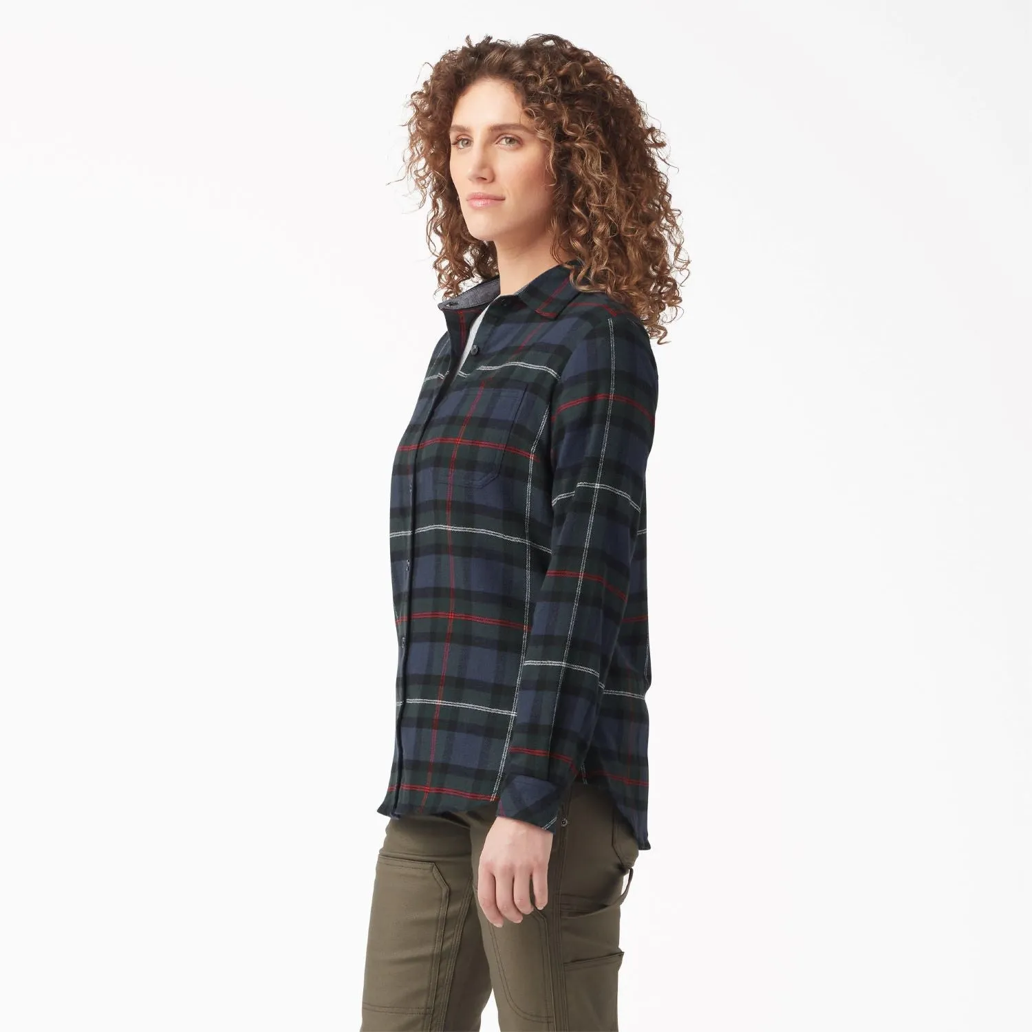 Dickies Women's Plaid Long Sleeve Flannel Shirt