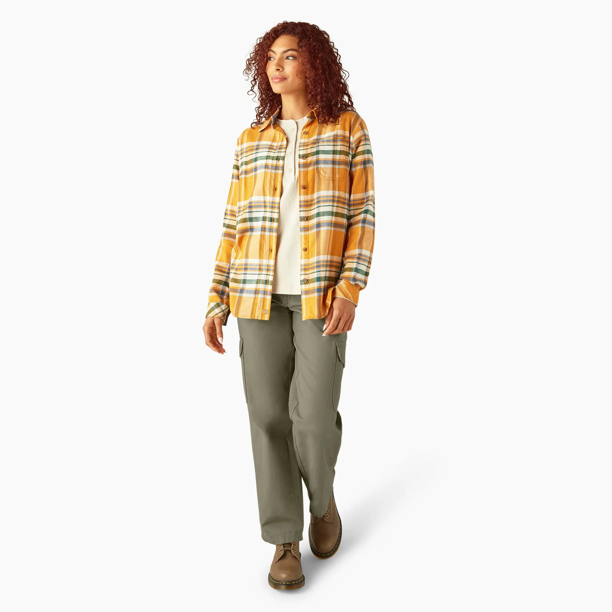 Dickies Women's Plaid Long Sleeve Flannel Shirt