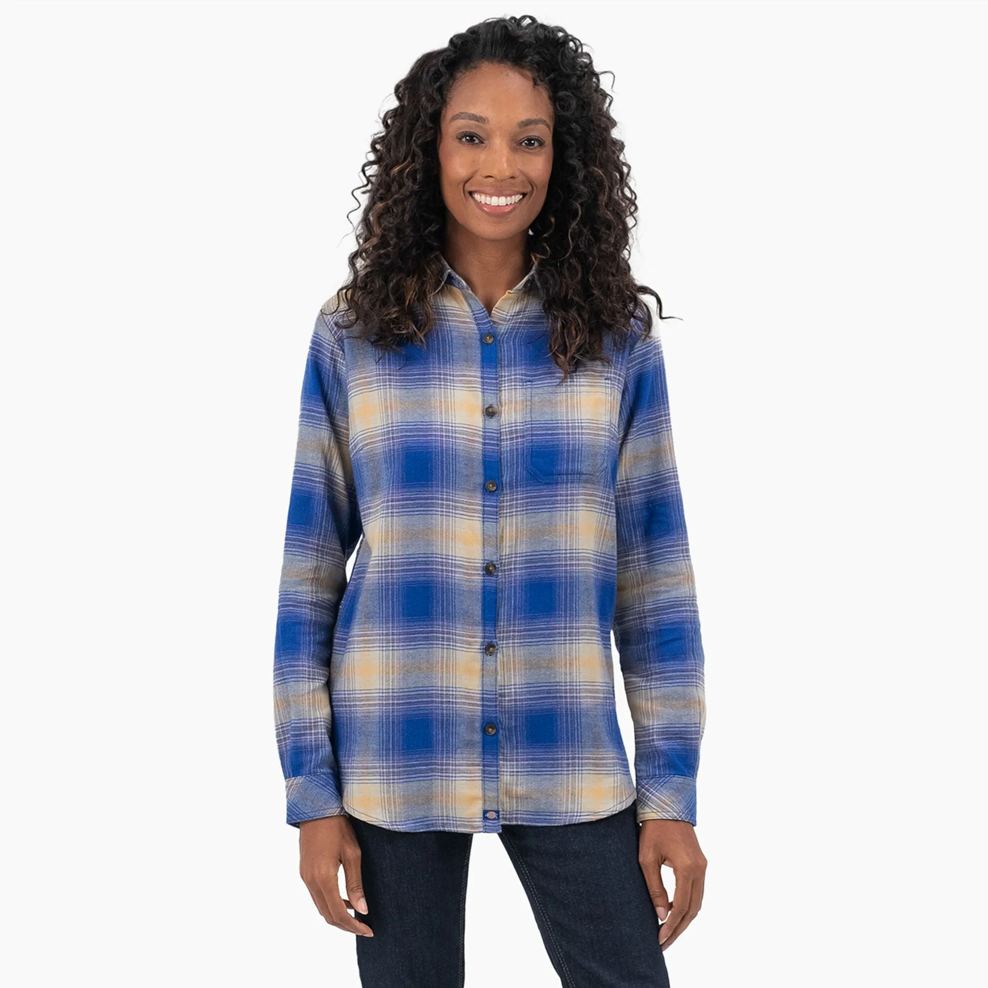 Dickies Women's Plaid Long Sleeve Flannel Shirt