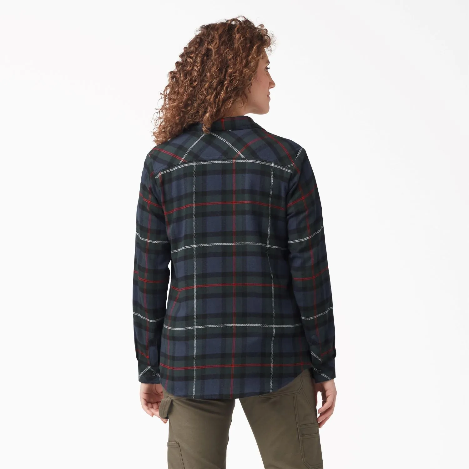 Dickies Women's Plaid Long Sleeve Flannel Shirt