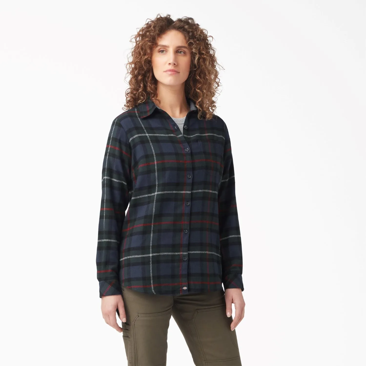 Dickies Women's Plaid Long Sleeve Flannel Shirt
