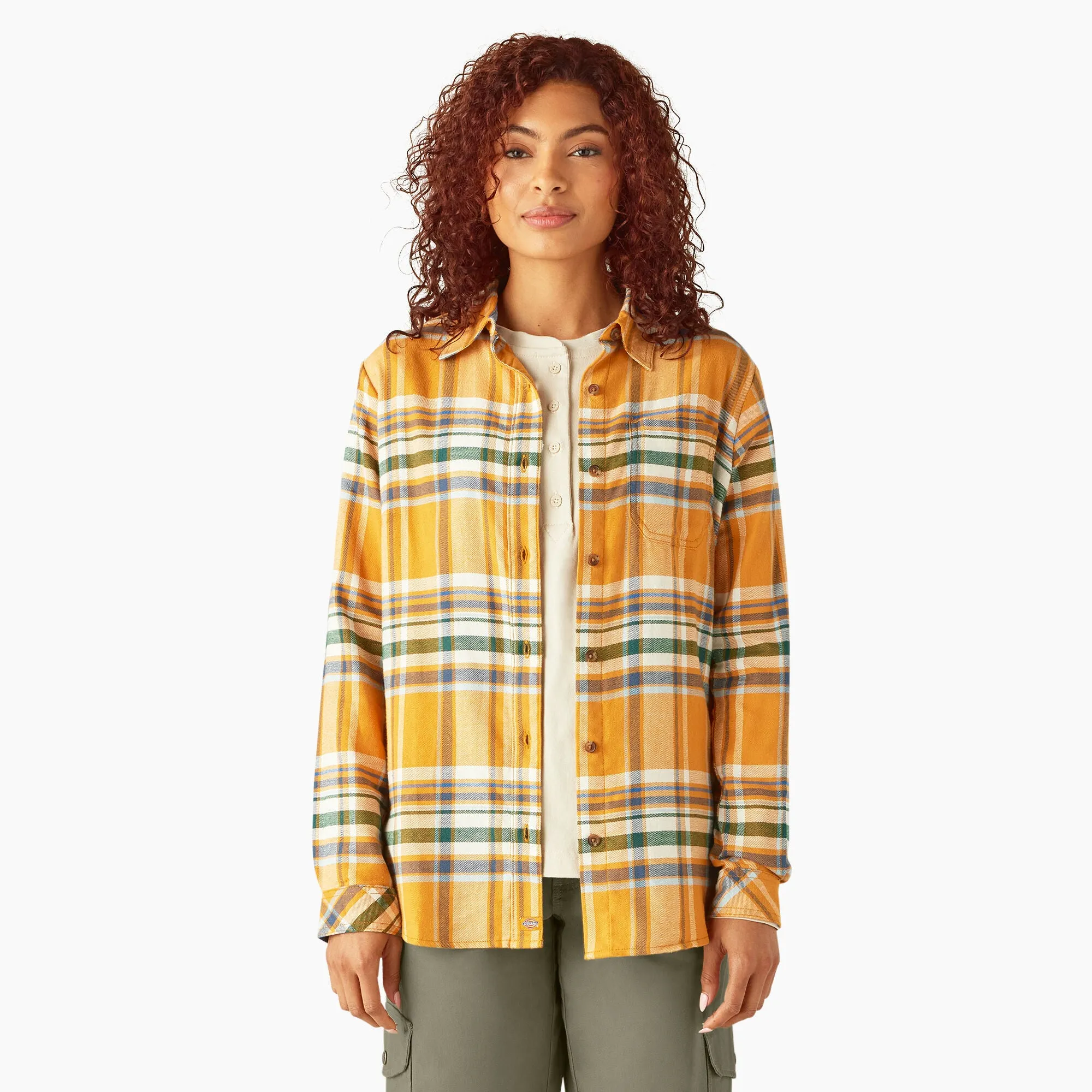 Dickies Women's Plaid Long Sleeve Flannel Shirt