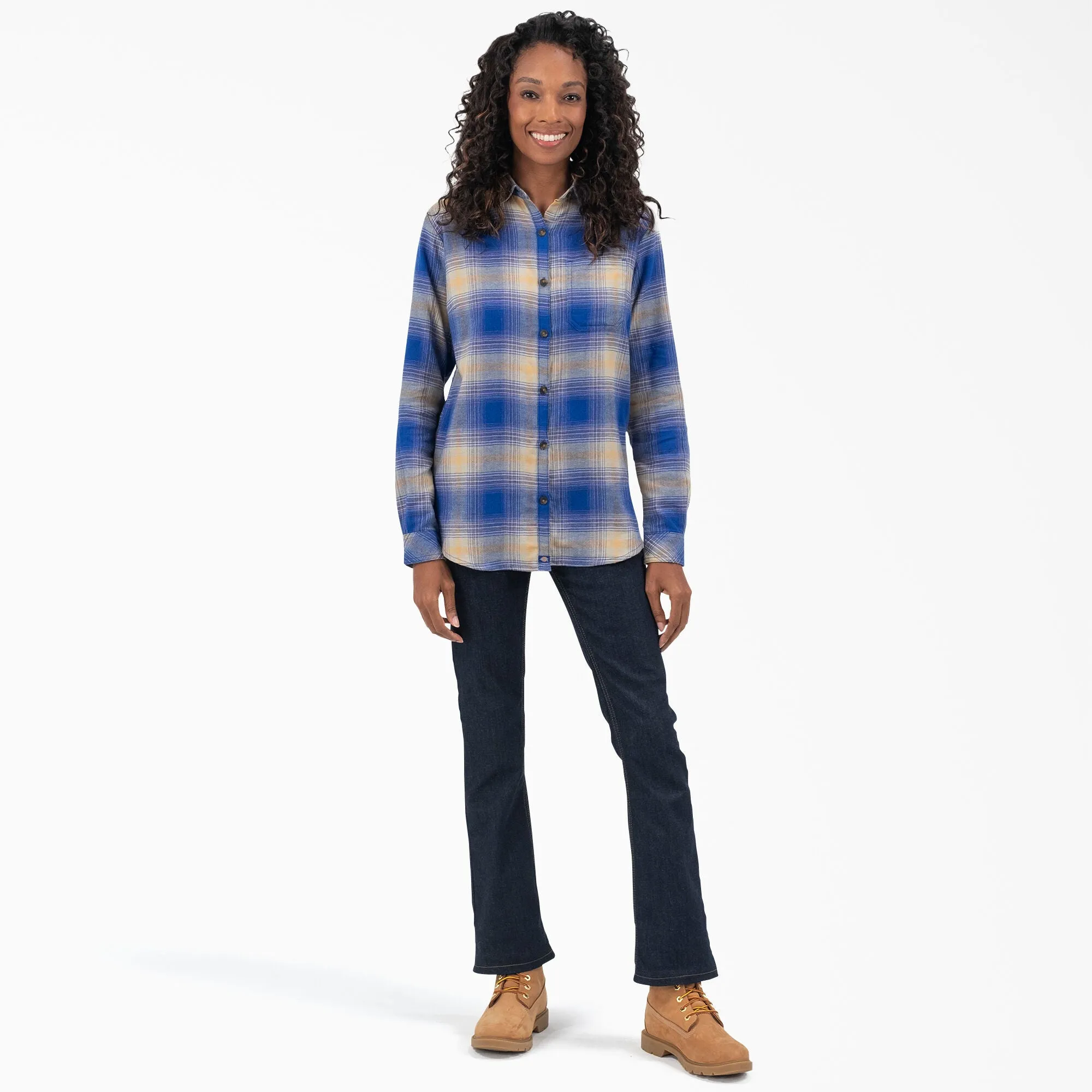 Dickies Women's Plaid Long Sleeve Flannel Shirt