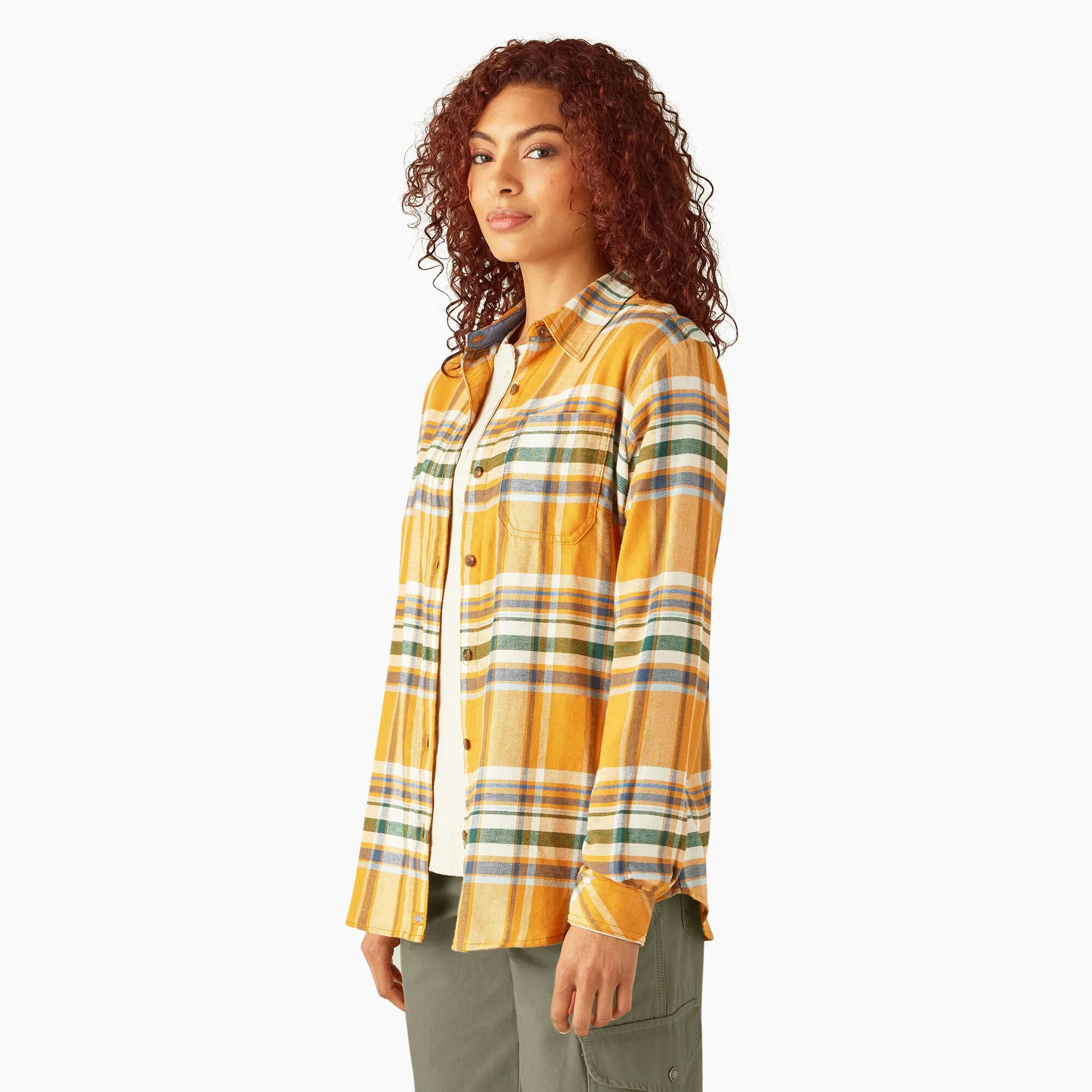 Dickies Women's Plaid Long Sleeve Flannel Shirt