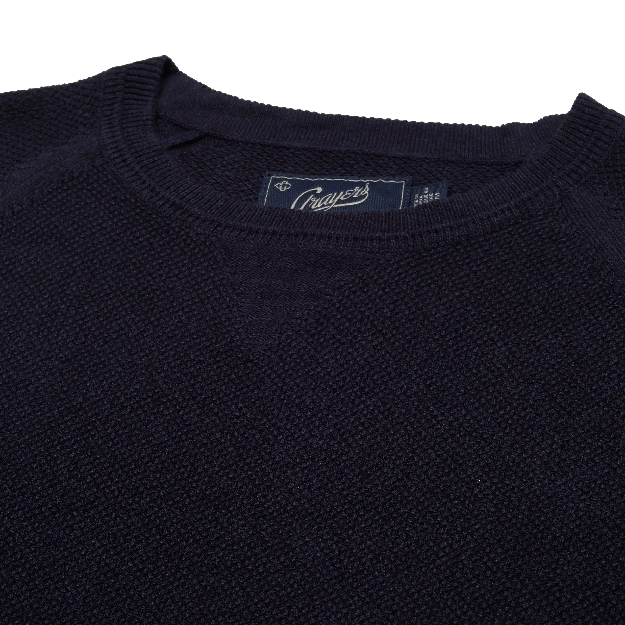 Ernest Textured Waffle Stitch Sweater - Navy