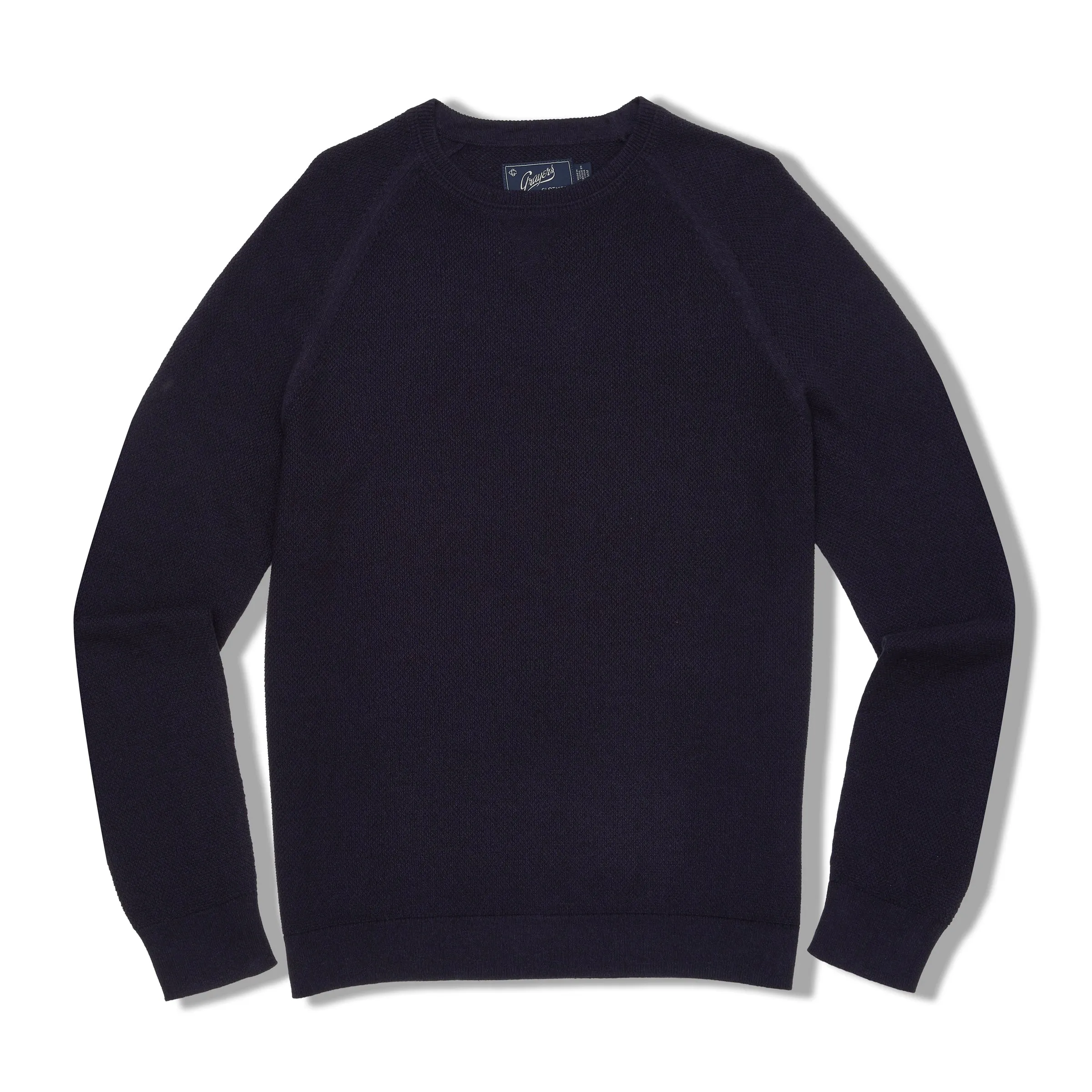 Ernest Textured Waffle Stitch Sweater - Navy