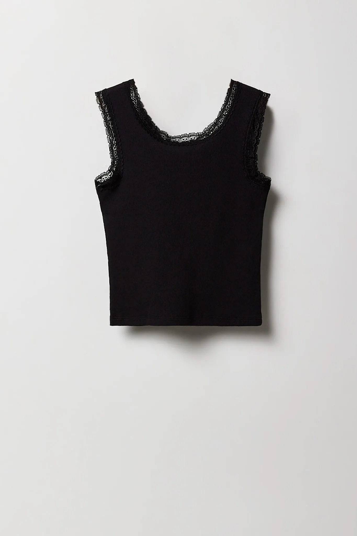 Girls Ribbed Lace Henley Tank