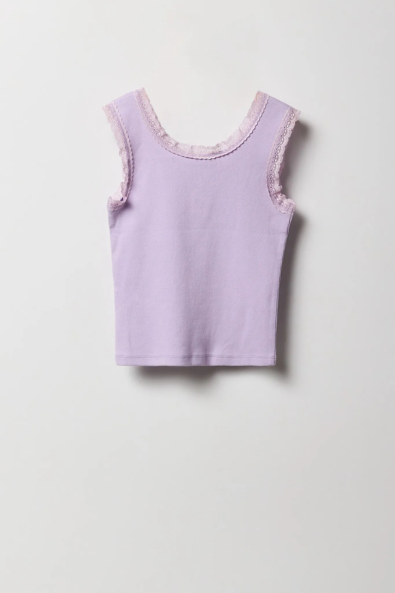 Girls Ribbed Lace Henley Tank