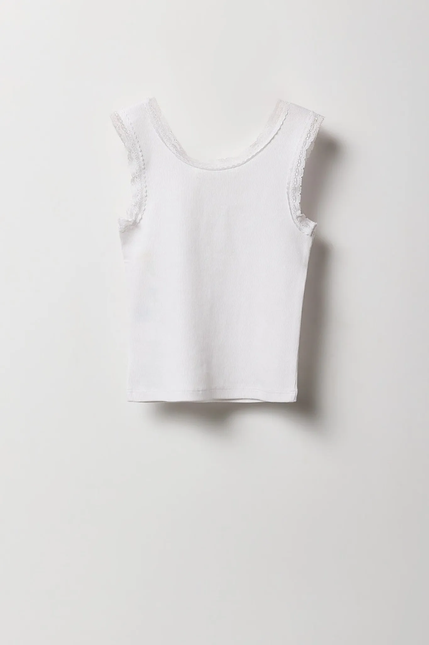 Girls Ribbed Lace Henley Tank