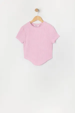 Girls Textured Hanky Hem T-Shirt