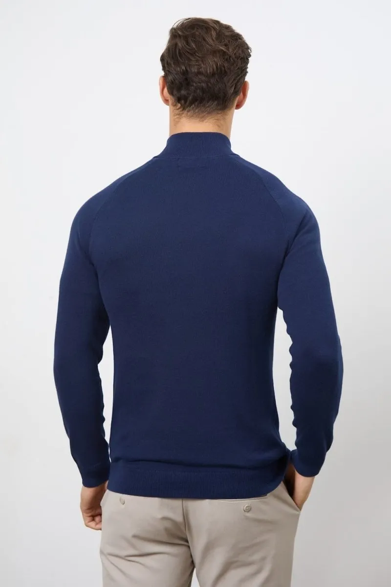 Half Zip Neck in Navy