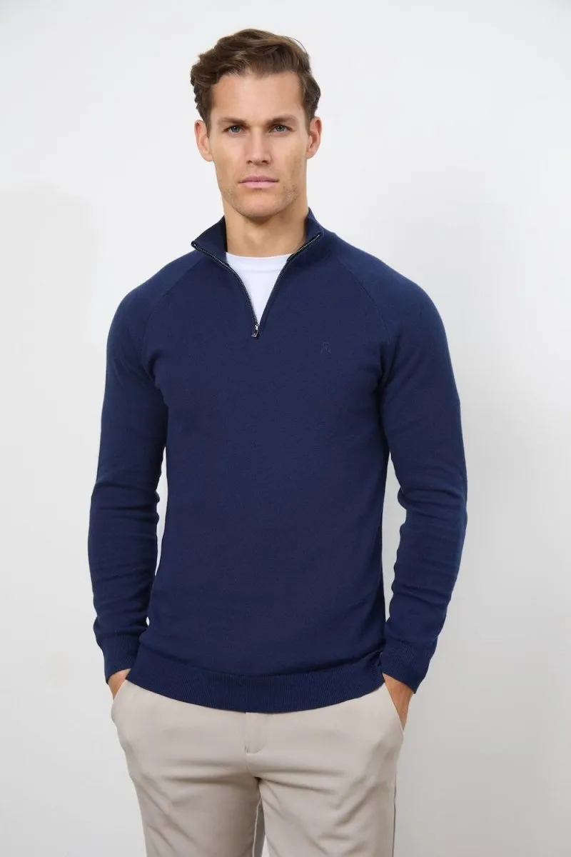 Half Zip Neck in Navy