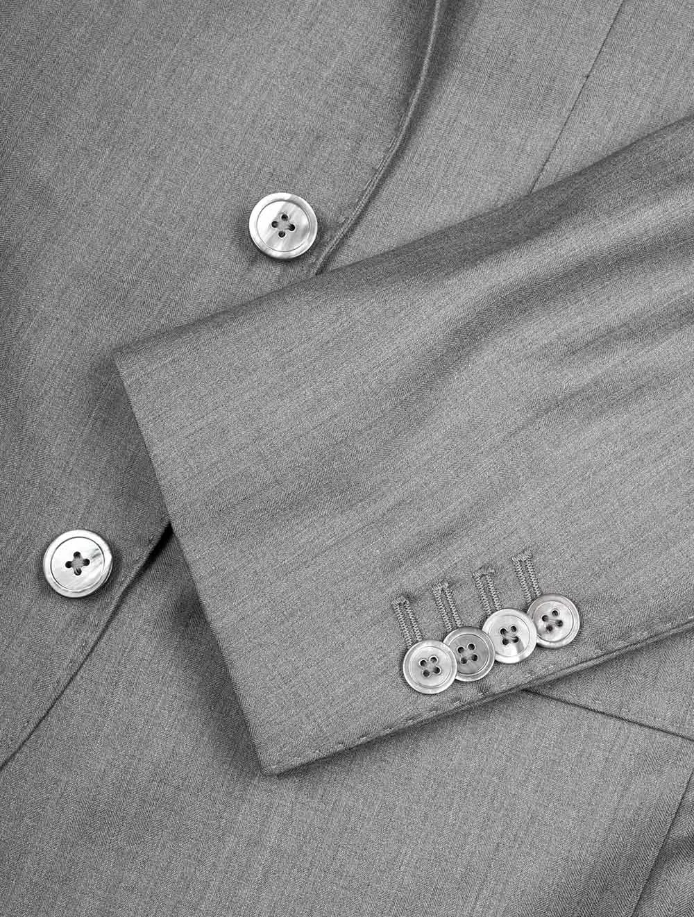 Herringbone Wool & Silk Suit Grey