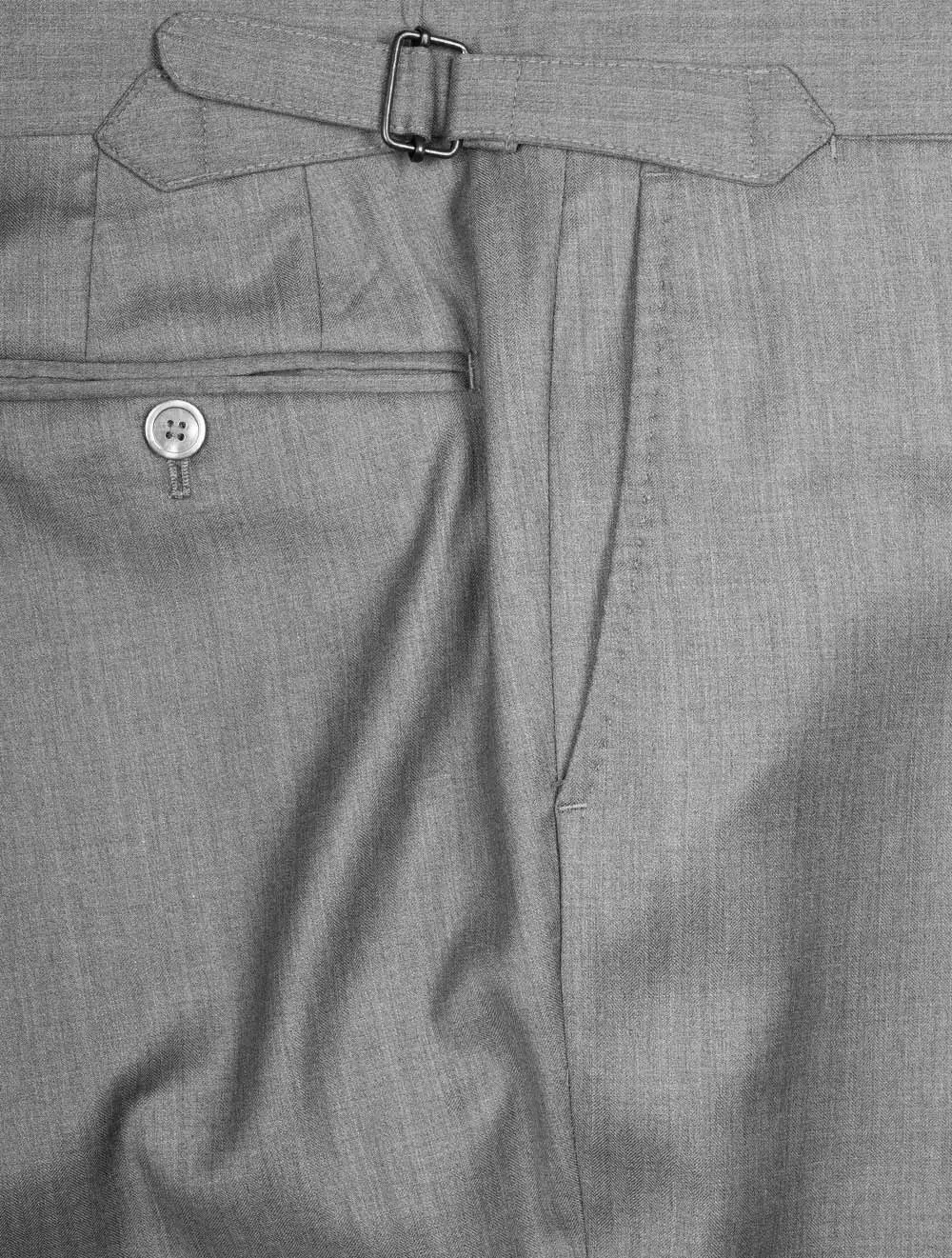 Herringbone Wool & Silk Suit Grey