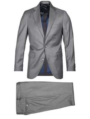 Herringbone Wool & Silk Suit Grey