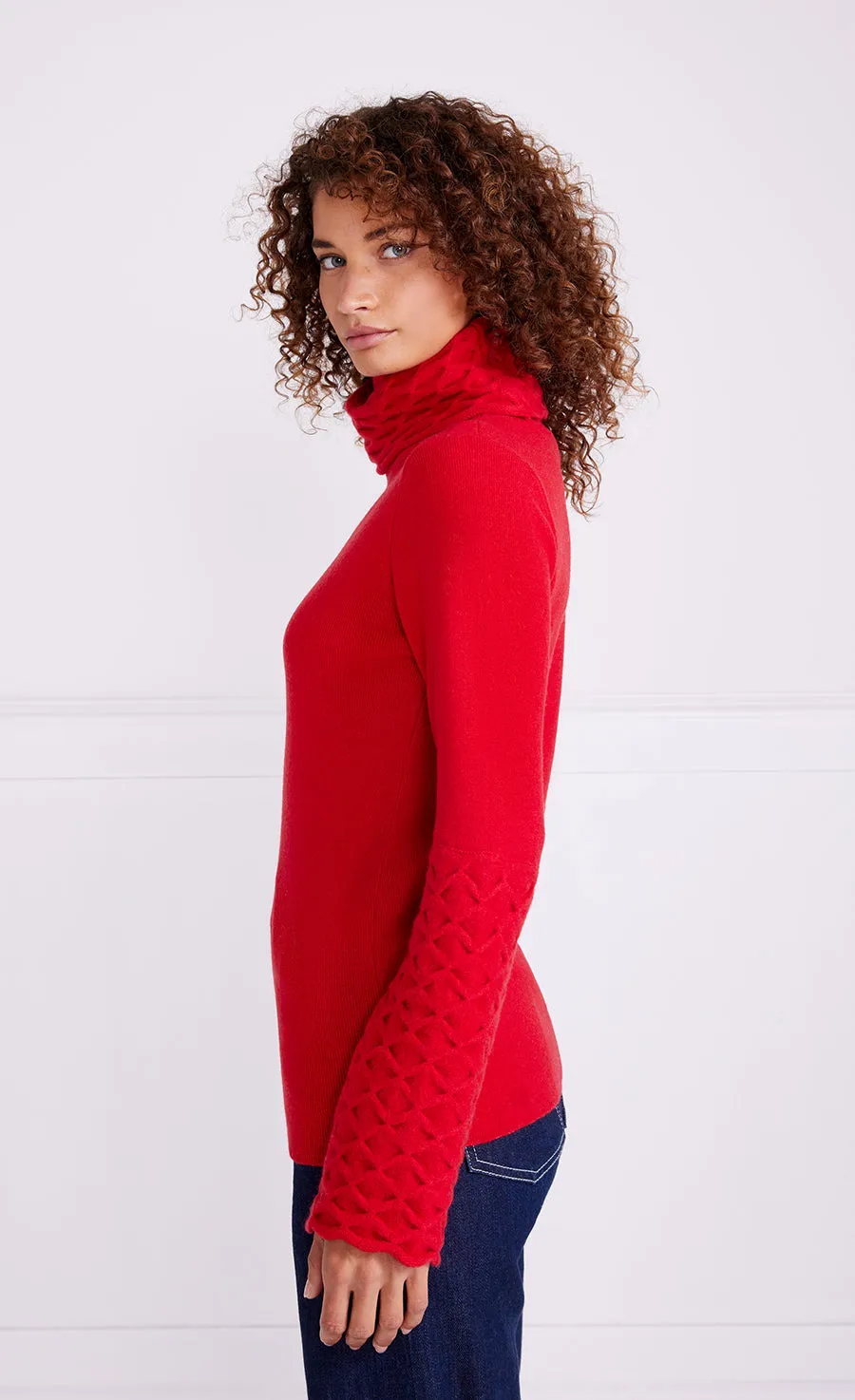 Honeycomb Knit Jumper - Poppy Red