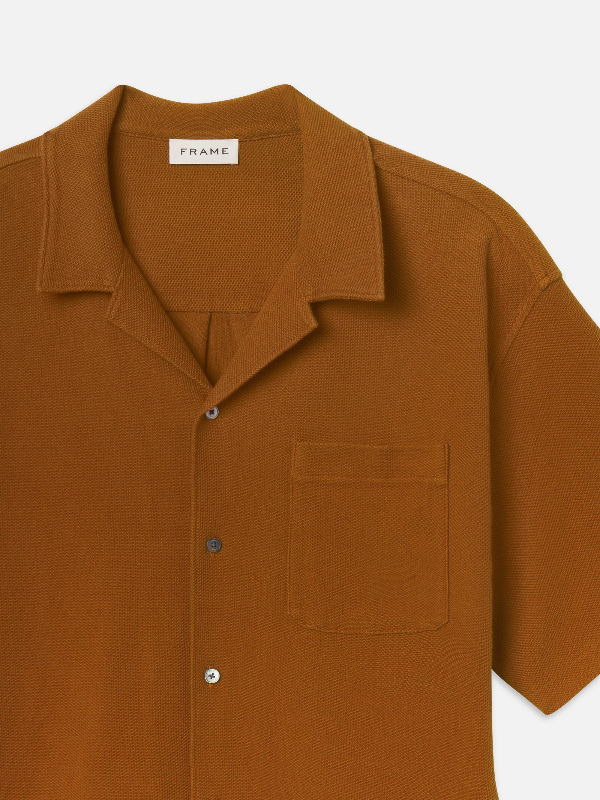 Jacquard Short Sleeve Relaxed Shirt -- Dark Orange