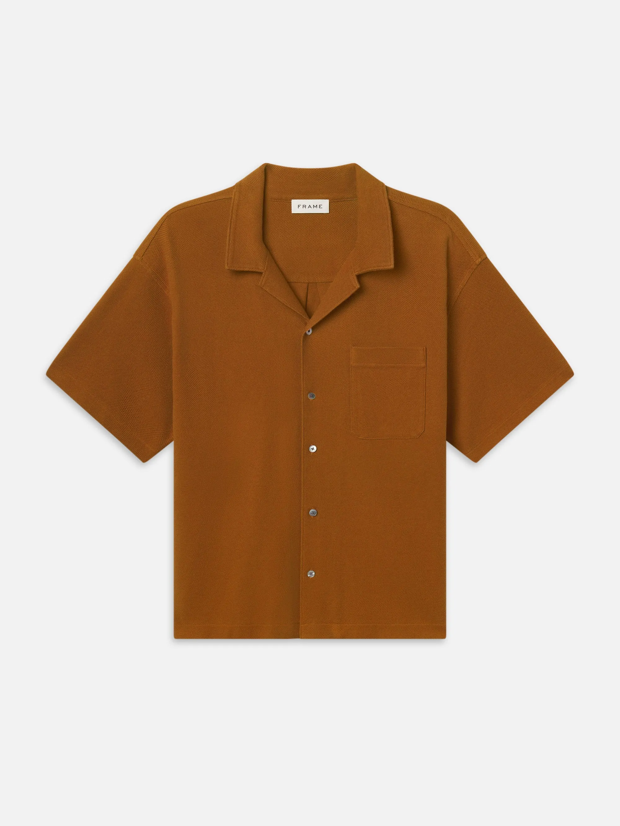 Jacquard Short Sleeve Relaxed Shirt -- Dark Orange