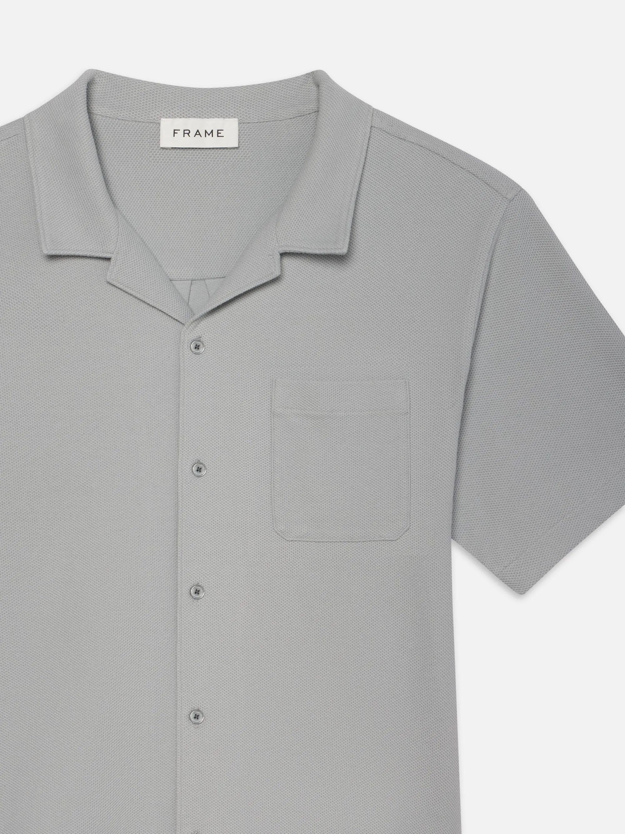 Jacquard Short Sleeve Relaxed Shirt -- Grey Blue